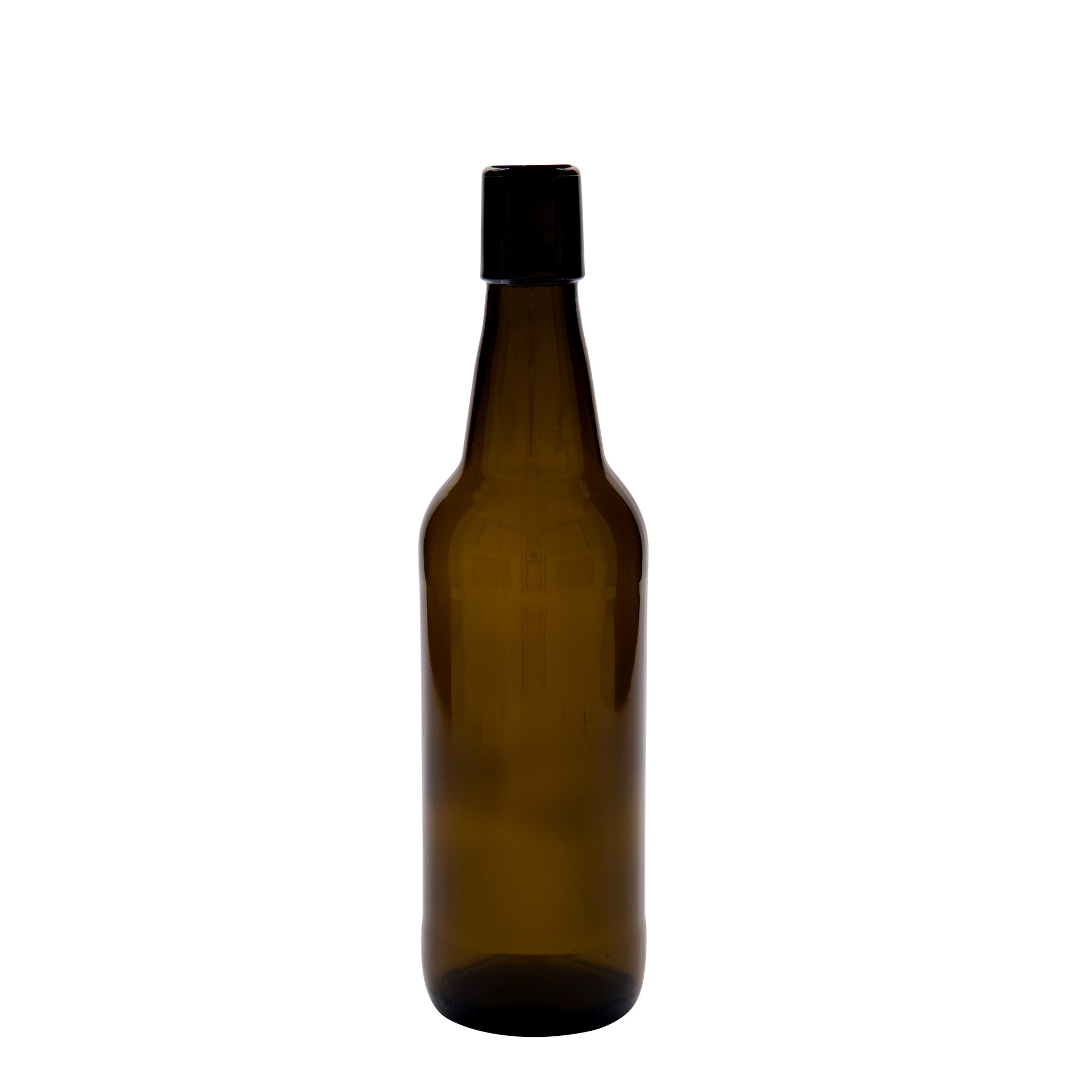 Garrafa de cerveja de 500 ml, vidro, castanha, boca: fecho de mola Garrafa de cerveja de 500 ml, vidro, castanha, boca: fecho de mola