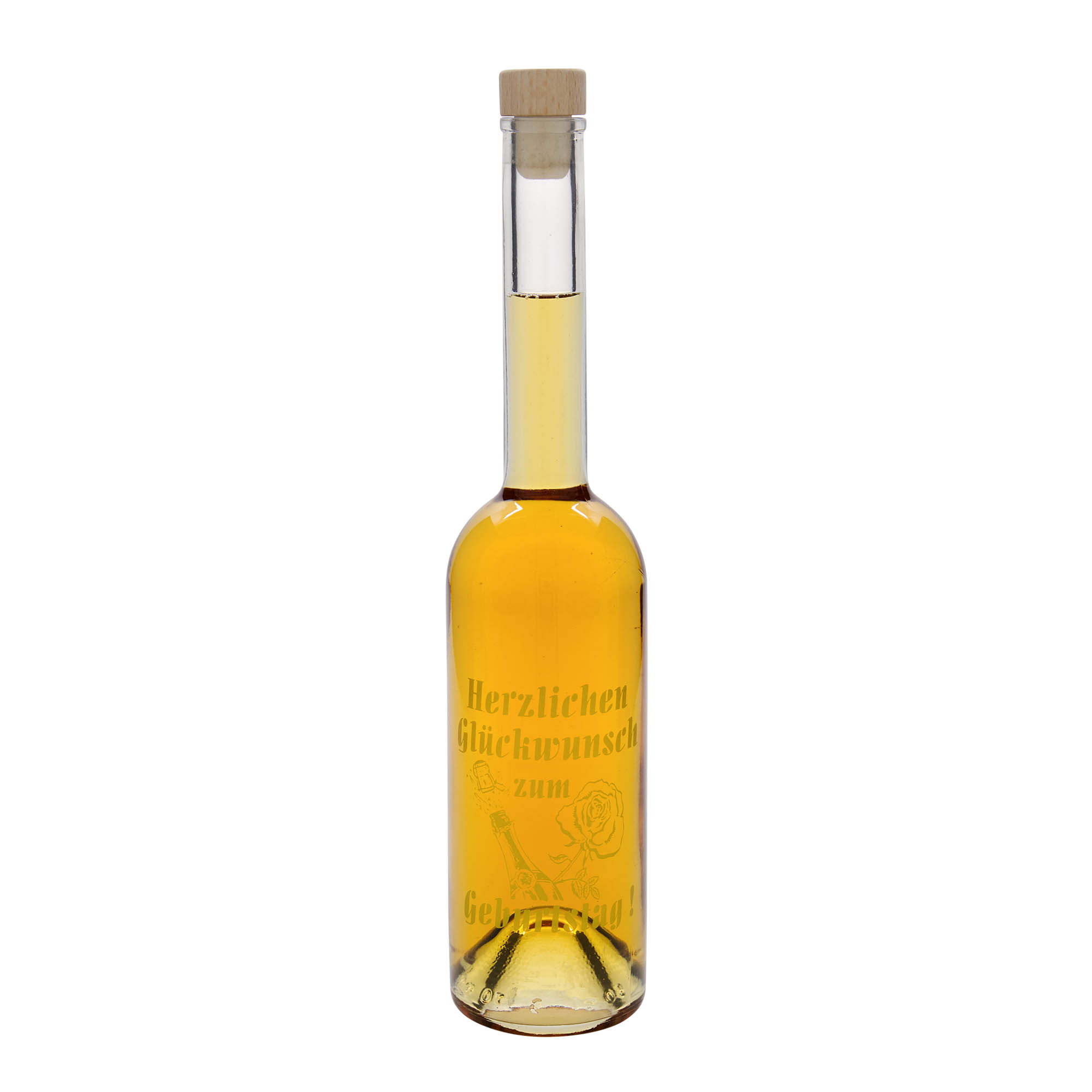 Garrafa de vidro de 500 ml 'Ópera', motivo: garrafa de aniversário, gargalo: cortiça