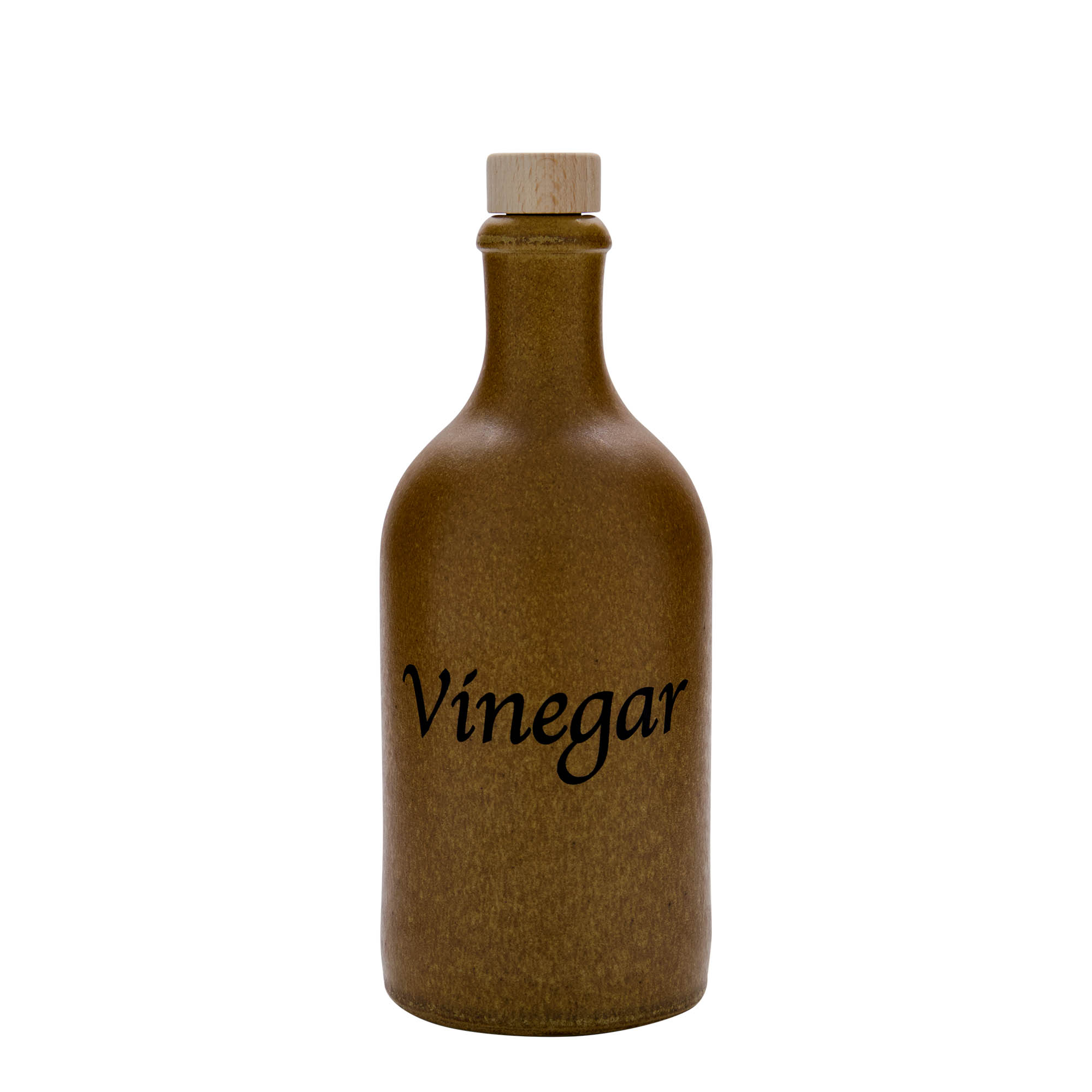 Jarro de barro 500 ml, motivo: Vinagre, grés, castanho-cristal, boca: cortiça
