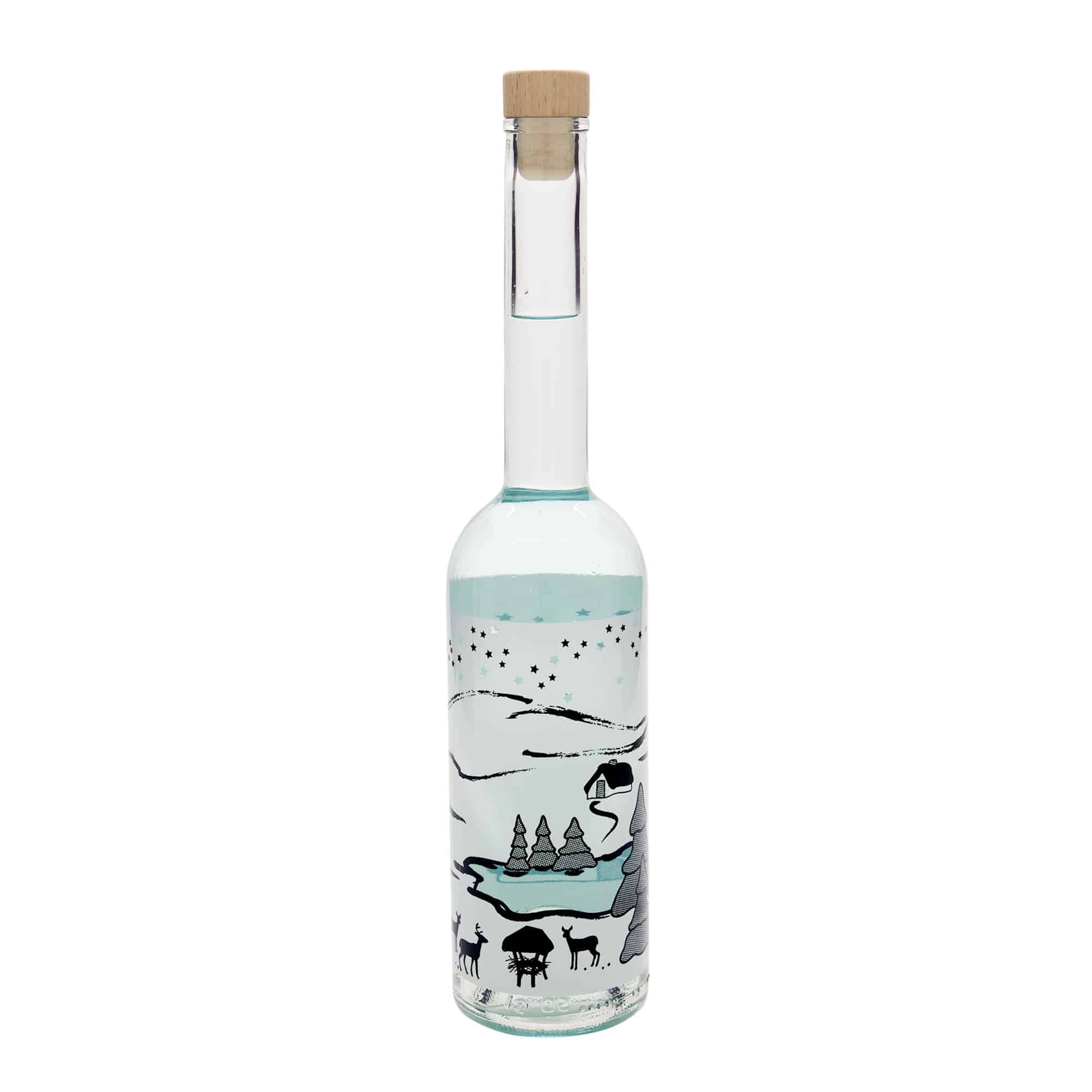 Garrafa de vidro 500 ml 'Opera', motivo: Sonho de Inverno-Bianco, abertura: cortiça
