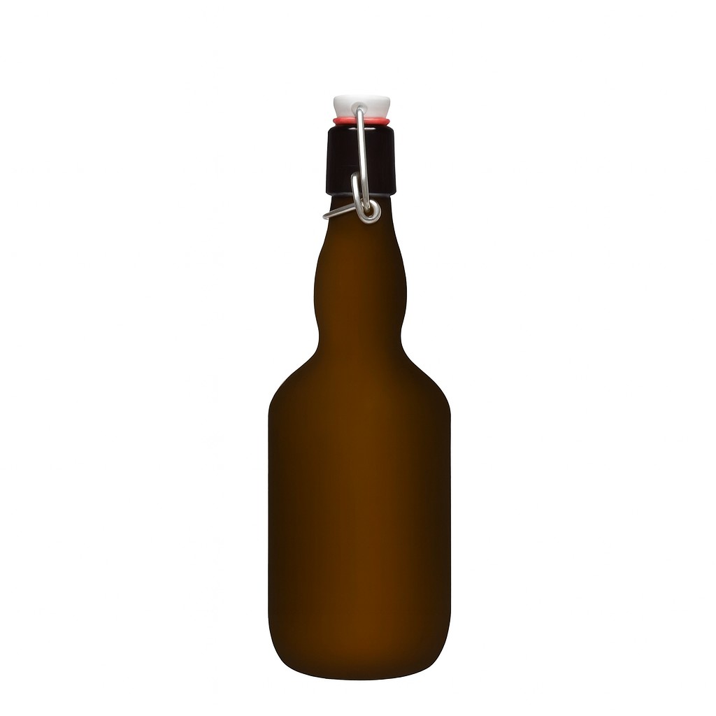 Garrafa de cerveja 500 ml com gargalo engolado, vidro, verde antigo, boca: fecho de mola Garrafa de cerveja 500 ml com gargalo engolado, vidro, verde antigo, boca: fecho de mola