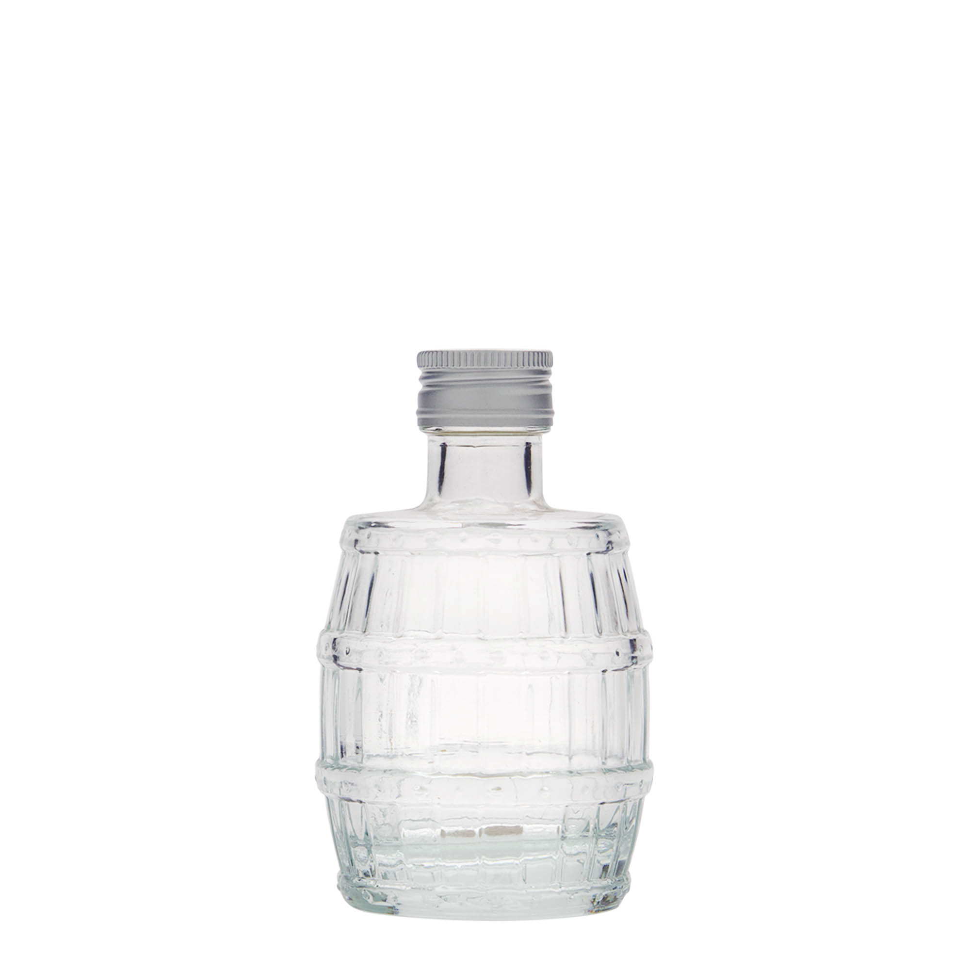 Frasco de vidro de 100 ml 'Barril', boca: PP 24 Frasco de vidro de 100 ml 'Barril', boca: PP 24