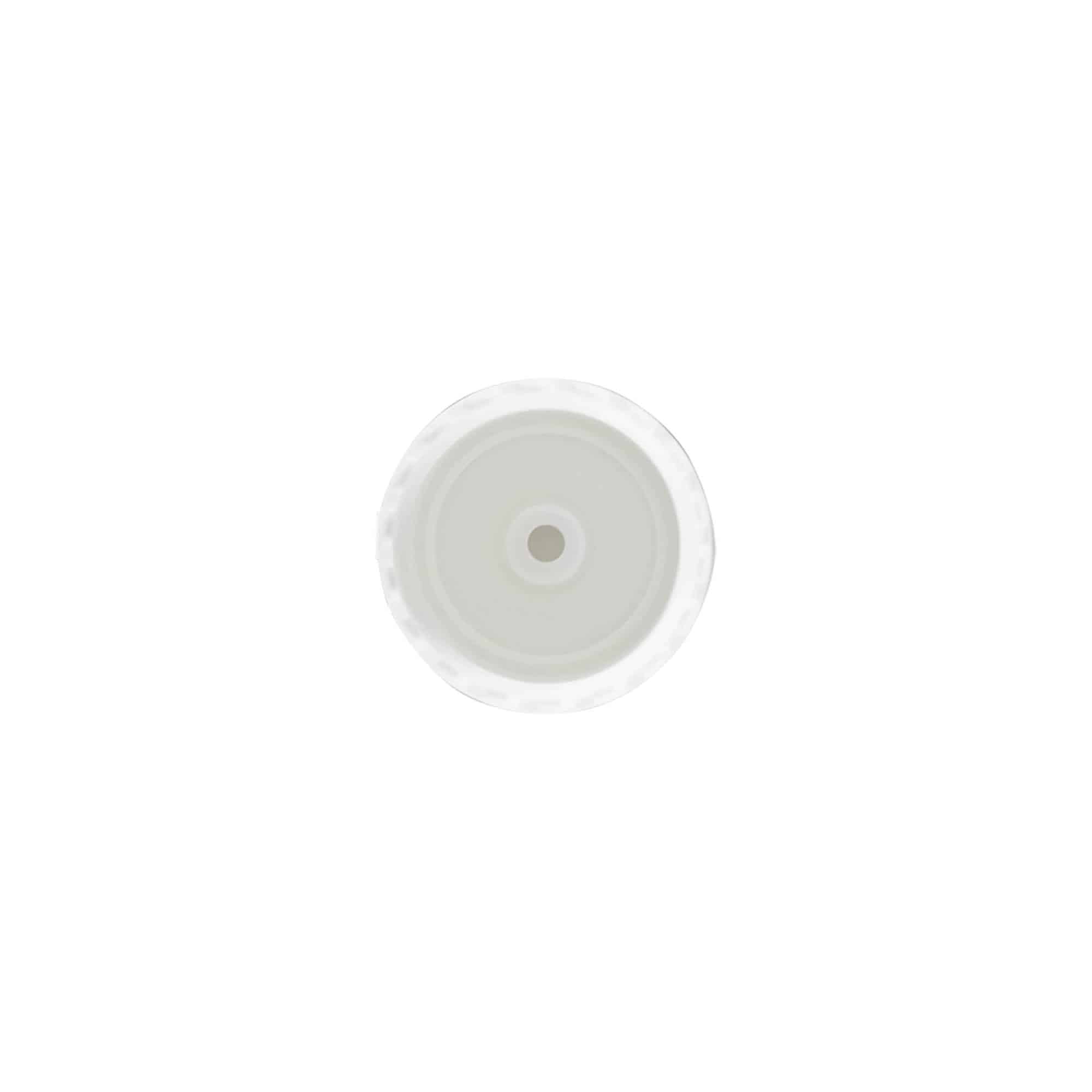 Tampa de rosca com dobradiça articulada, plástico PP, branco, para abertura: 24/410