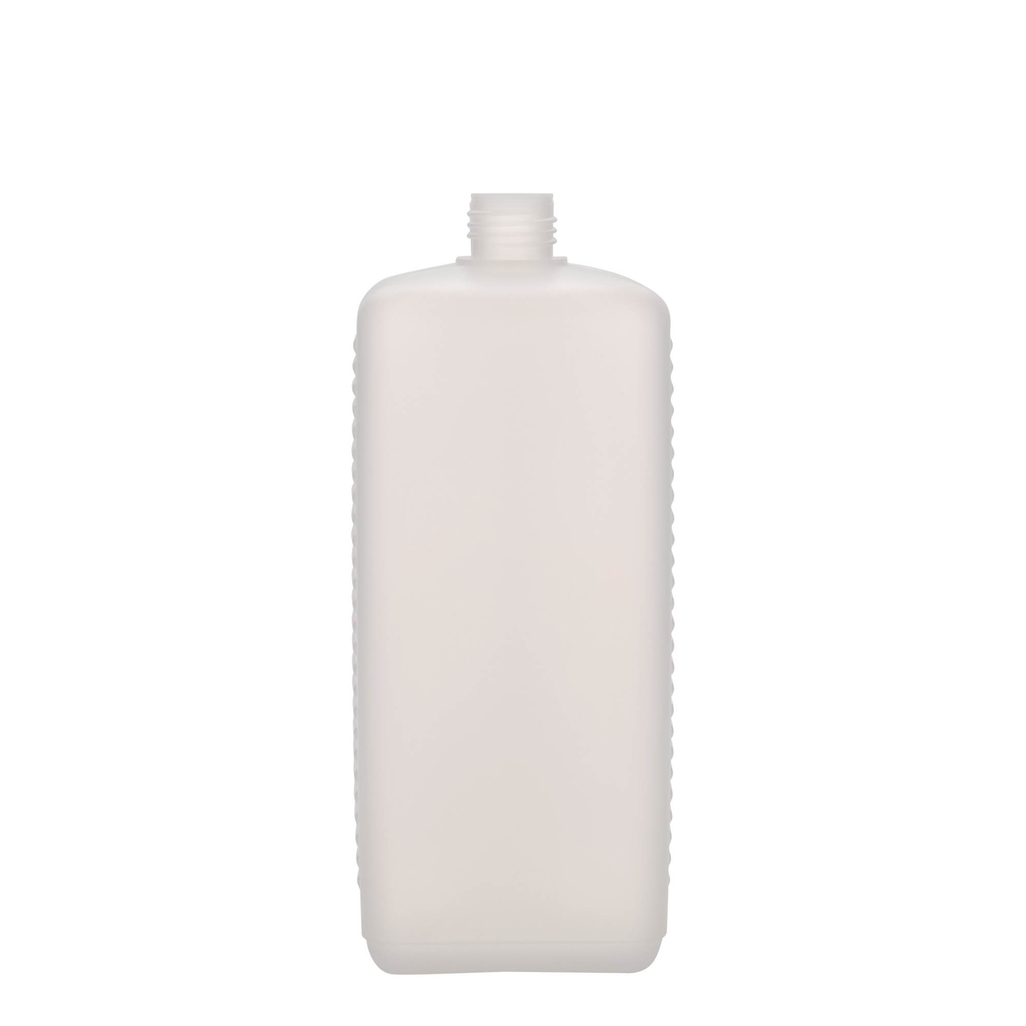 1.000 ml garrafa de bidão, retangular, plástico HDPE, natural, bocal: DIN 25 EPE