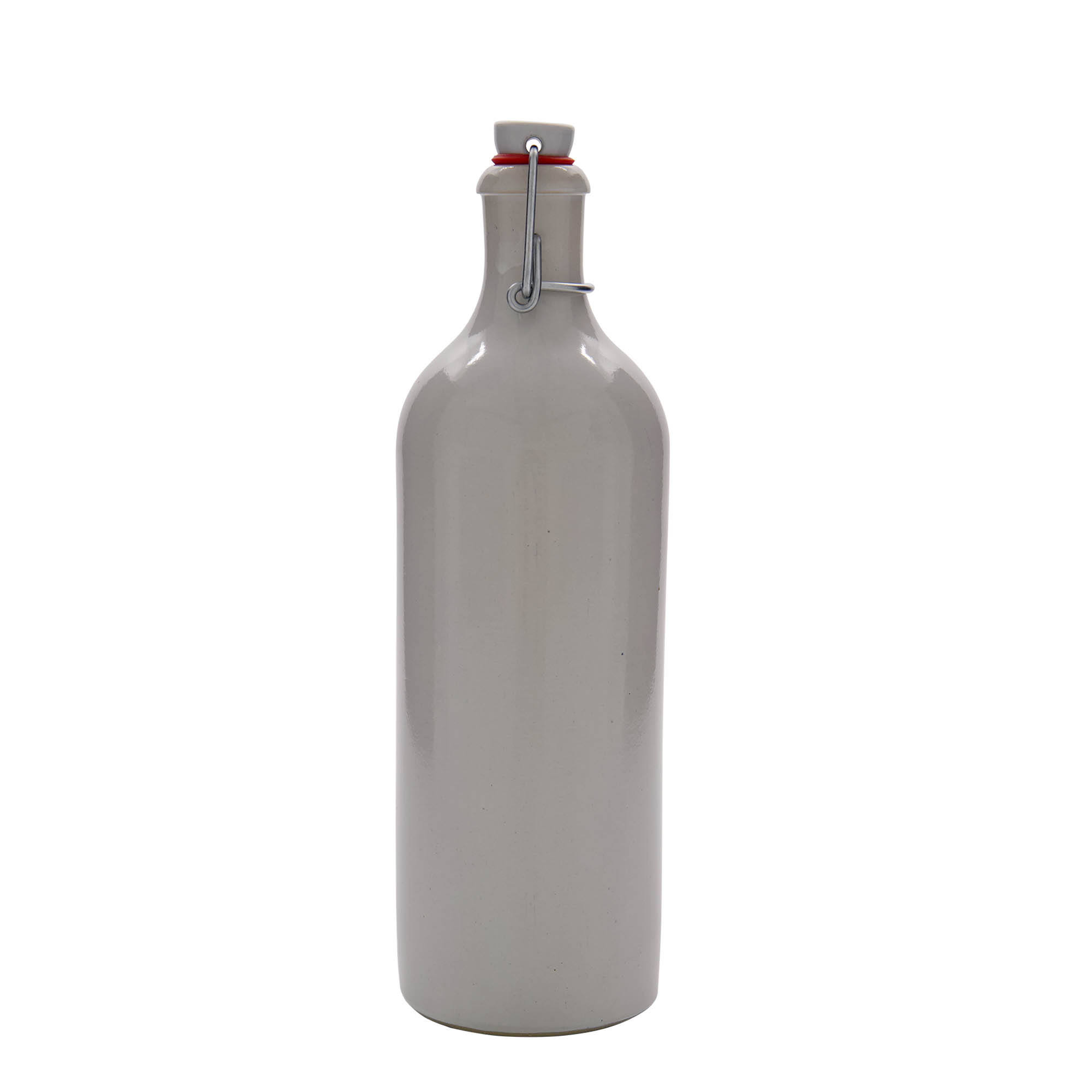 750 ml Jarra de barro, grés, branca, boca: fecho de mola