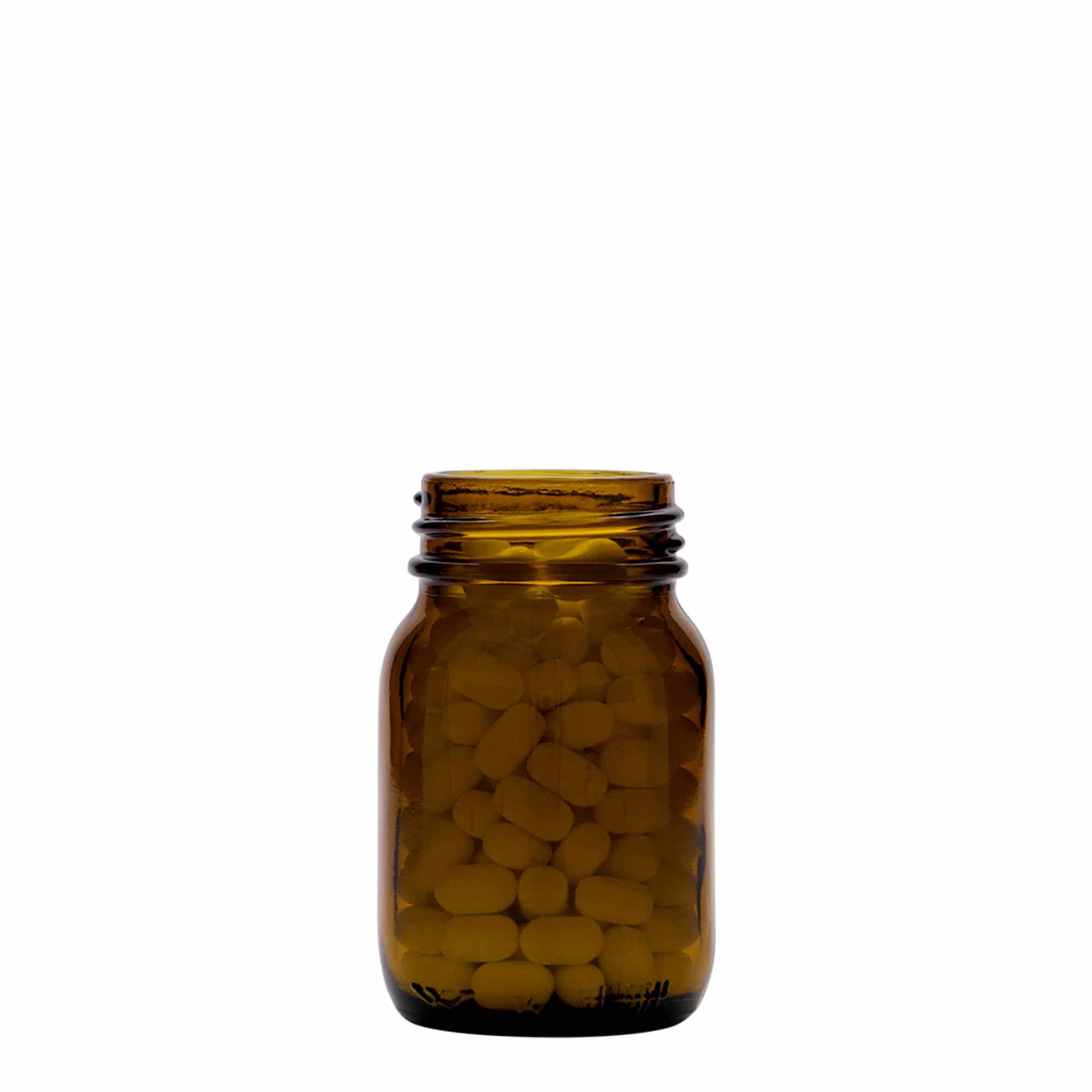 Frasco de vidro de pescoço largo de 75 ml, castanho, boca: DIN 40 Frasco de vidro de pescoço largo de 75 ml, castanho, boca: DIN 40