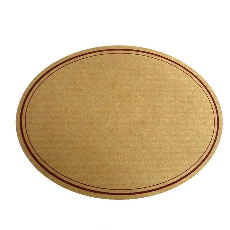 Etiqueta natural, oval, papel, vermelho-acastanhado