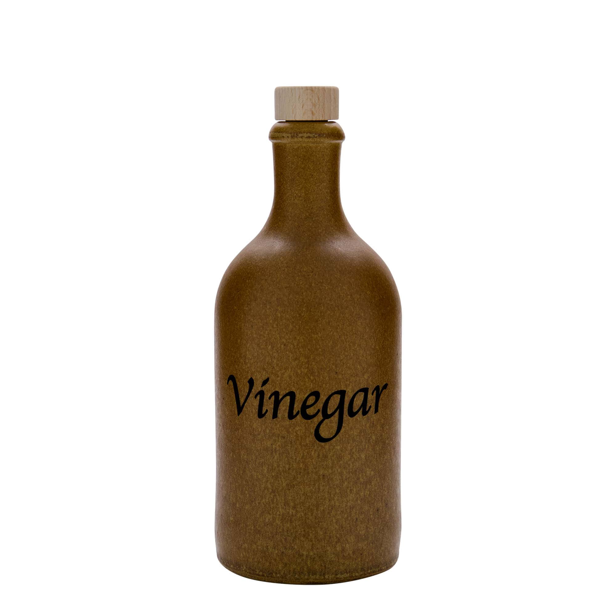 Jarro de barro 500 ml, motivo: Vinagre, grés, castanho-cristal, boca: cortiça Jarro de barro 500 ml, motivo: Vinagre, grés, castanho-cristal, boca: cortiça