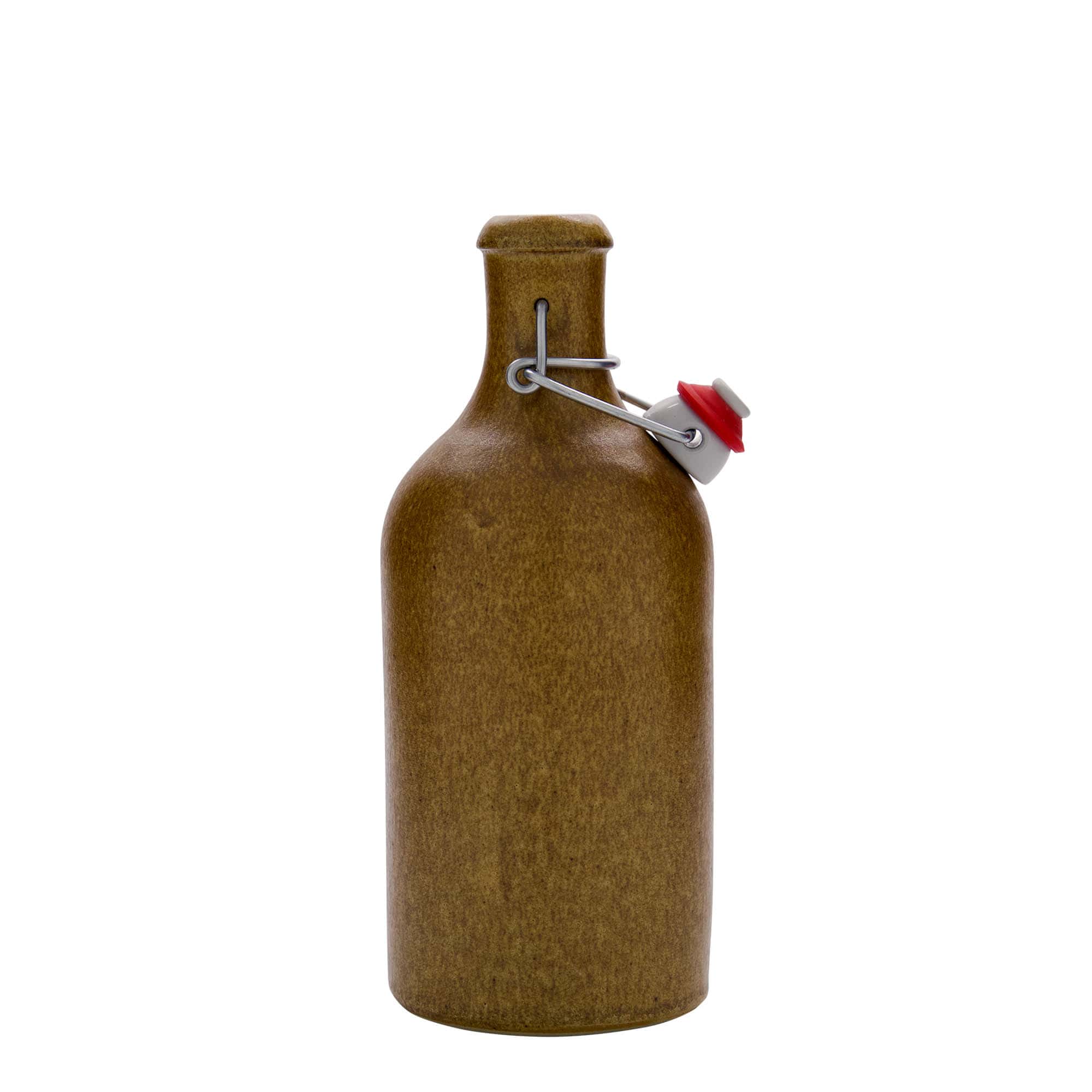 Jarro de barro 500 ml, grés, castanho-cristal, boca: fecho de mola