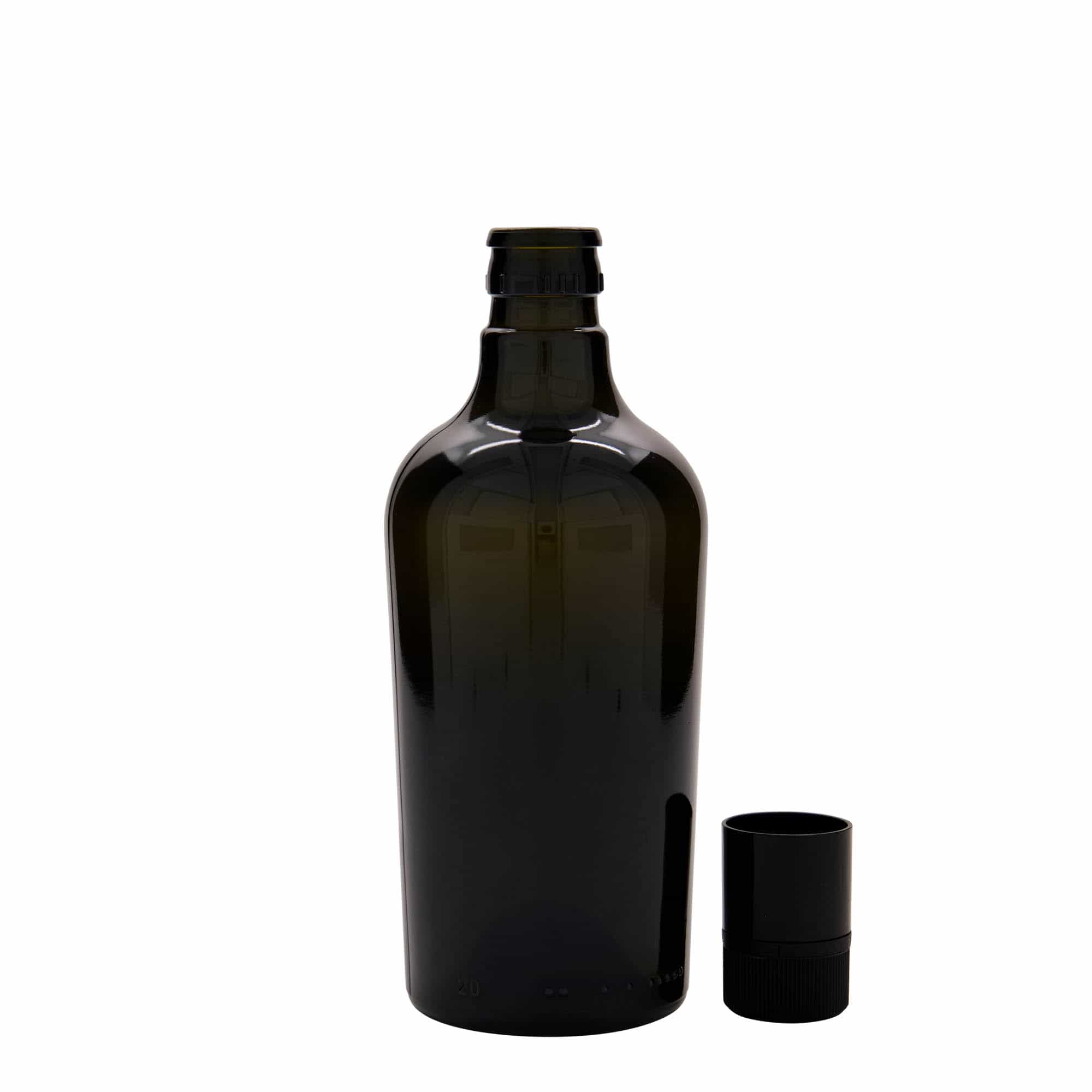 500 ml Garrafa para azeite e vinagre 'Oleum', vidro, verde antigo, boca: DOP