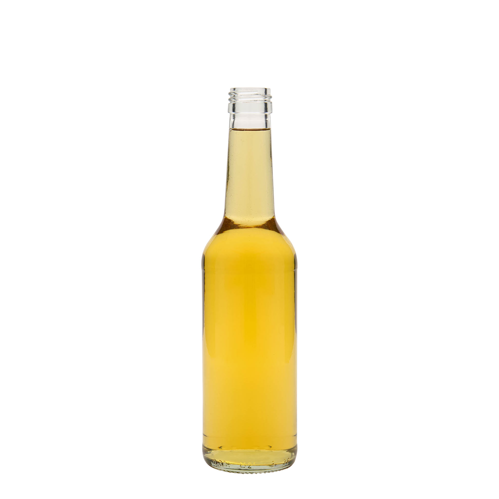 Garrafa de vidro de 350 ml com gargalo reto, boca: PP 28 Garrafa de vidro de 350 ml com gargalo reto, boca: PP 28