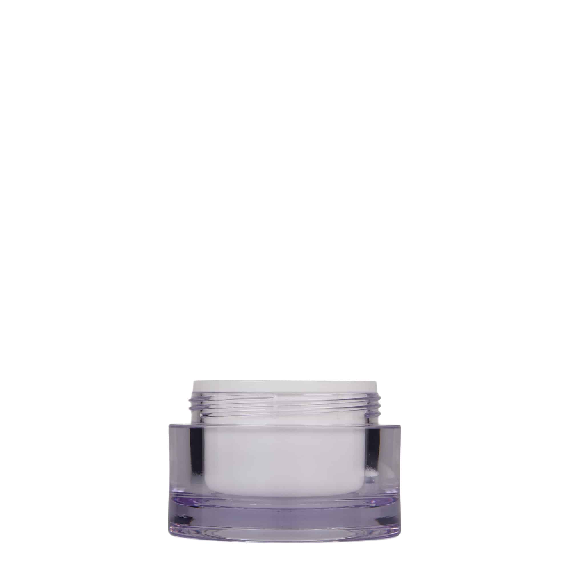 50 ml Boião, plástico SAN, branco, boca: Tampa de rosca 50 ml Boião, plástico SAN, branco, boca: Tampa de rosca