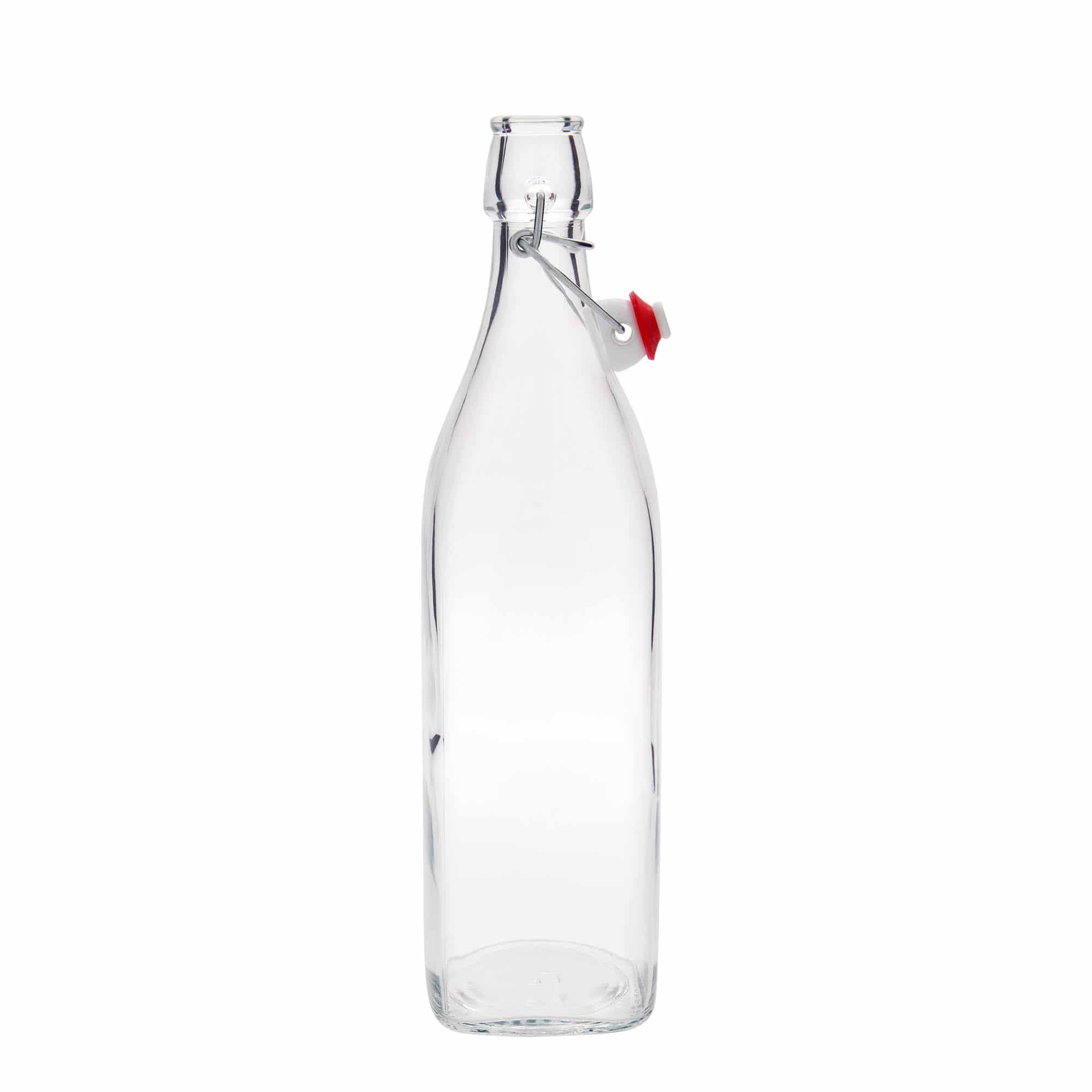 Garrafa de vidro 1.000 ml 'Swing', quadrada, boca: fecho de mola