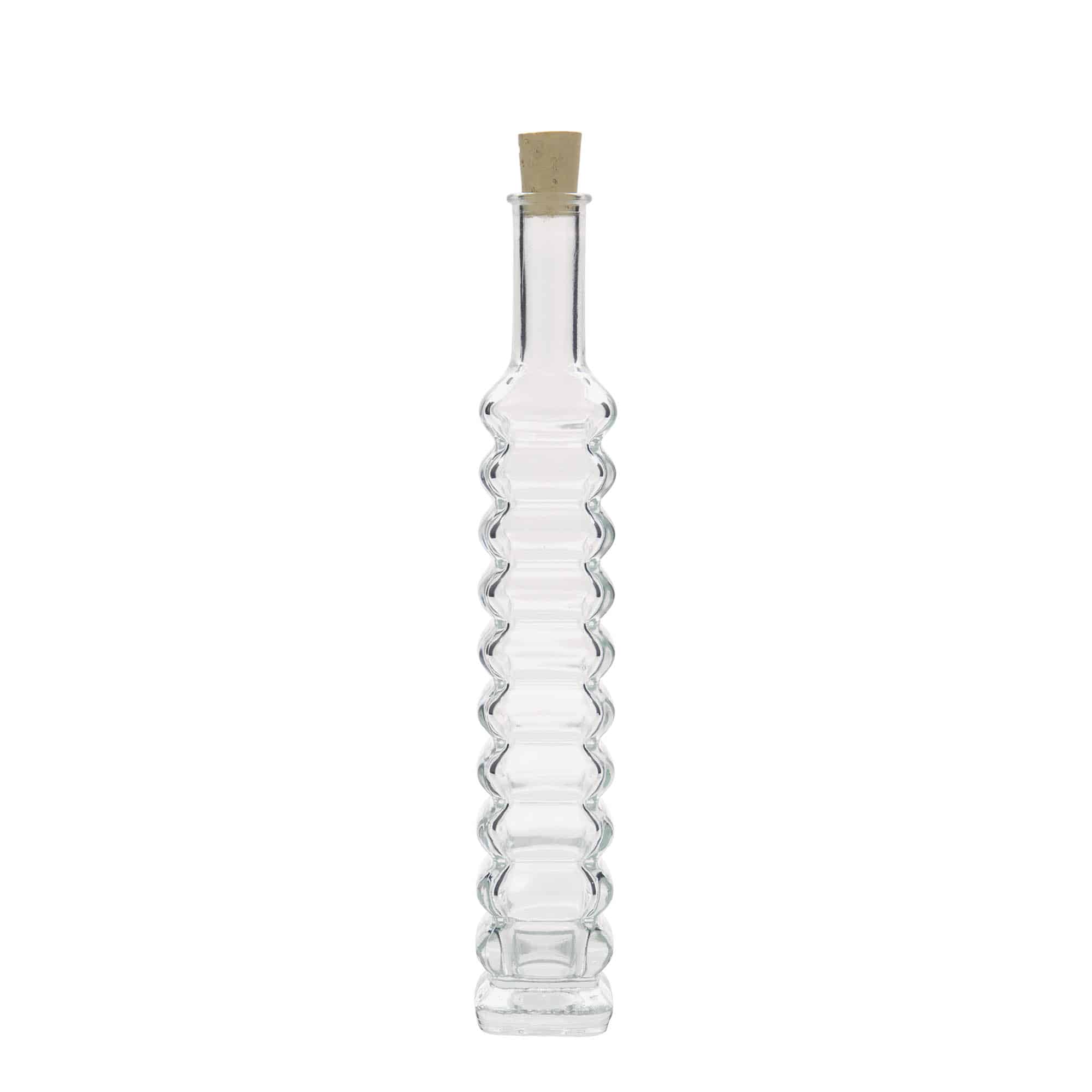 100 ml Garrafa de vidro 'Roma', quadrada, boca: Cortiça