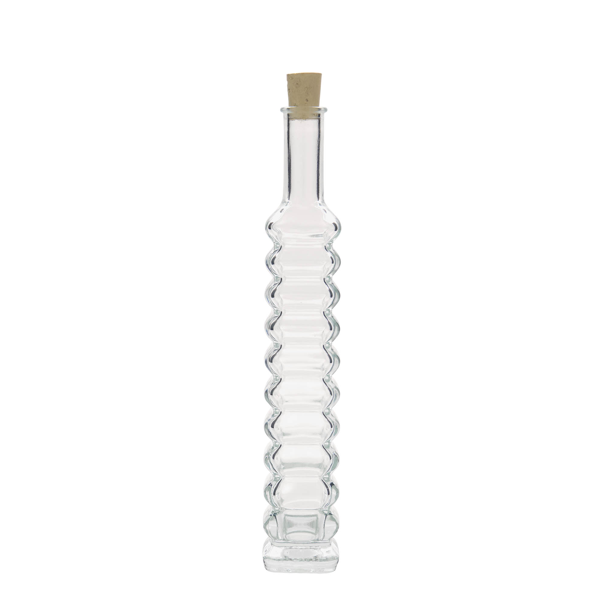 Frasco de vidro de 100 ml 'Roma', quadrado, boca: cortiça Frasco de vidro de 100 ml 'Roma', quadrado, boca: cortiça