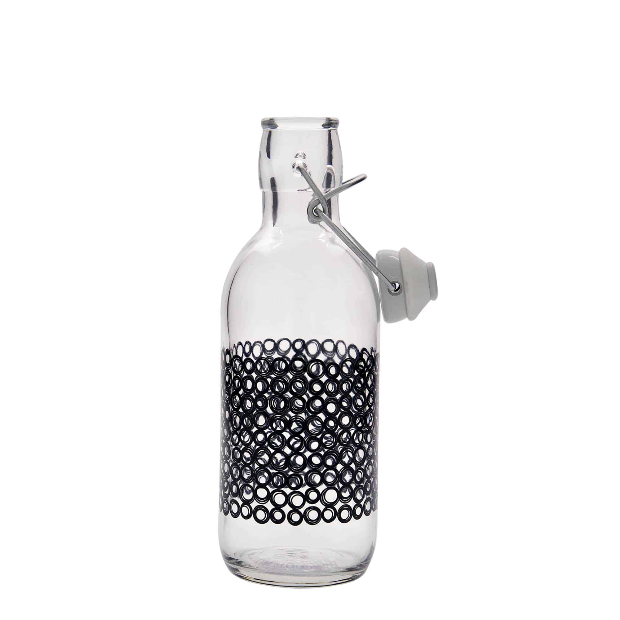 500 ml Garrafa de vidro 'Emilia', Motivo: Circola nero, boca: Tampa mecânica 500 ml Garrafa de vidro 'Emilia', Motivo: Circola nero, boca: Tampa mecânica