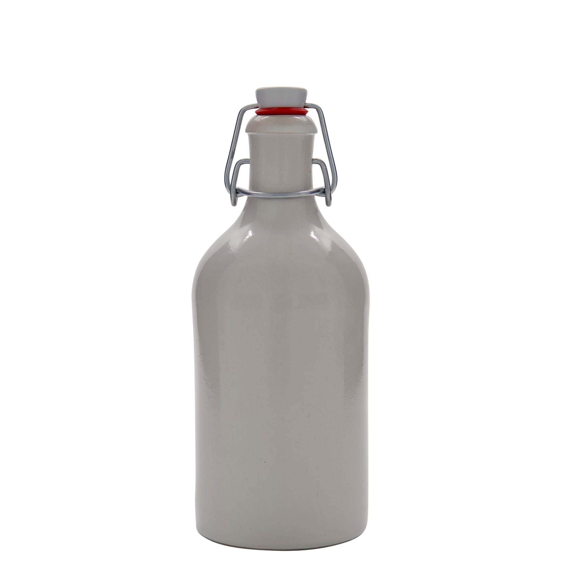 Jarro de barro de 500 ml, grés, branco, boca: fecho de alavanca Jarro de barro de 500 ml, grés, branco, boca: fecho de alavanca