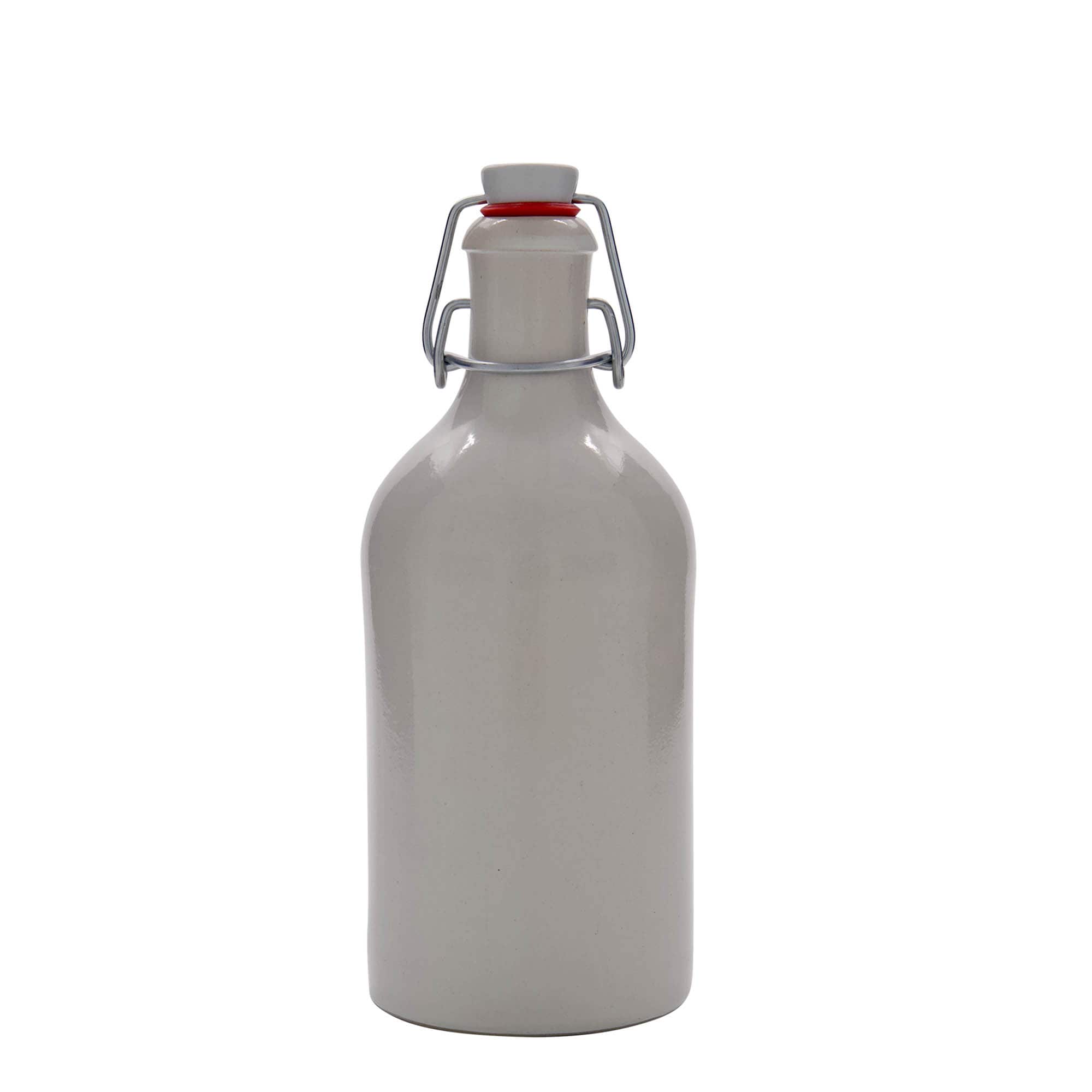 Jarro de barro de 500 ml, grés, branco, boca: fecho de alavanca