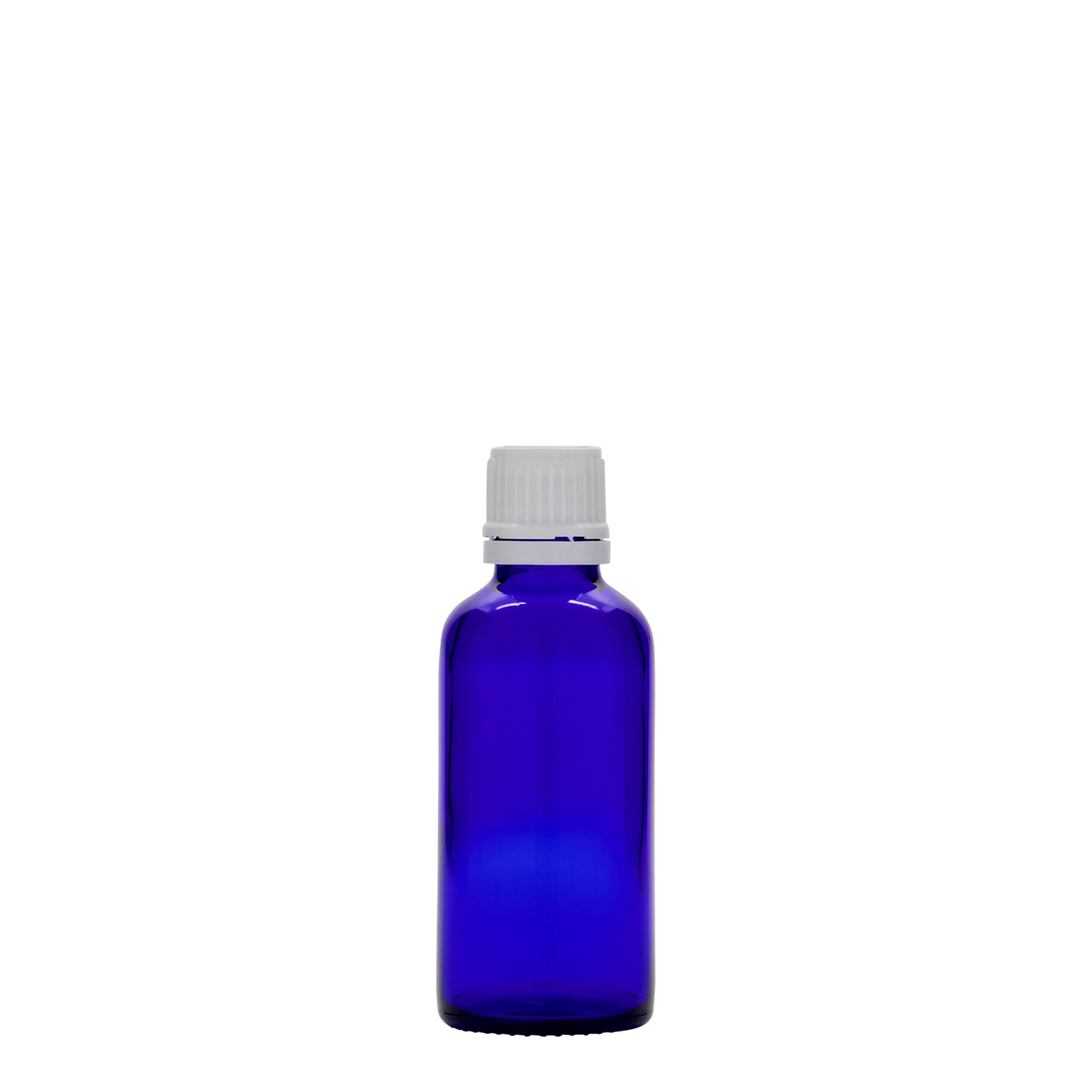Frasco médico de 50 ml, vidro, azul royal, boca: DIN 18 Frasco médico de 50 ml, vidro, azul royal, boca: DIN 18