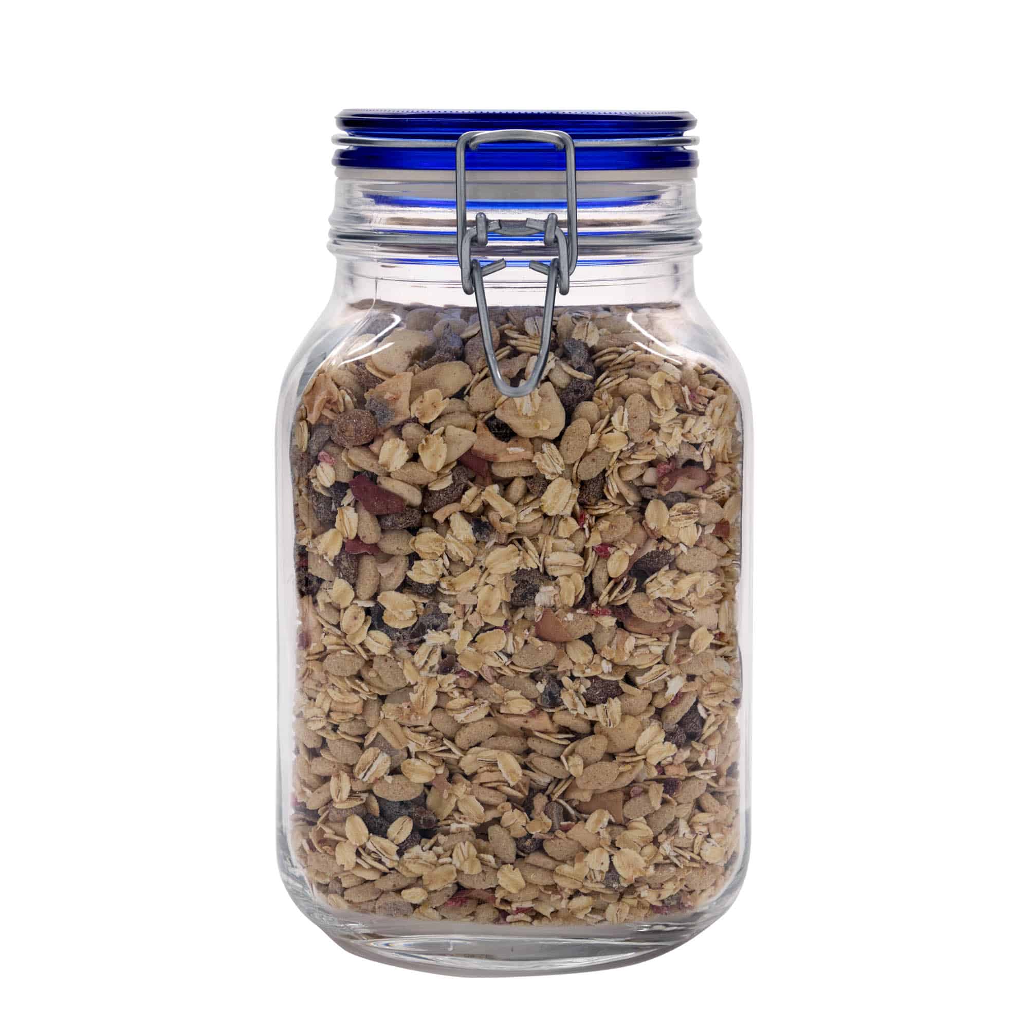 2.000 ml Frasco com fecho de mola 'Fido' Tampa Azul, quadrado, Boca: fecho de mola 2.000 ml Frasco com fecho de mola 'Fido' Tampa Azul, quadrado, Boca: fecho de mola