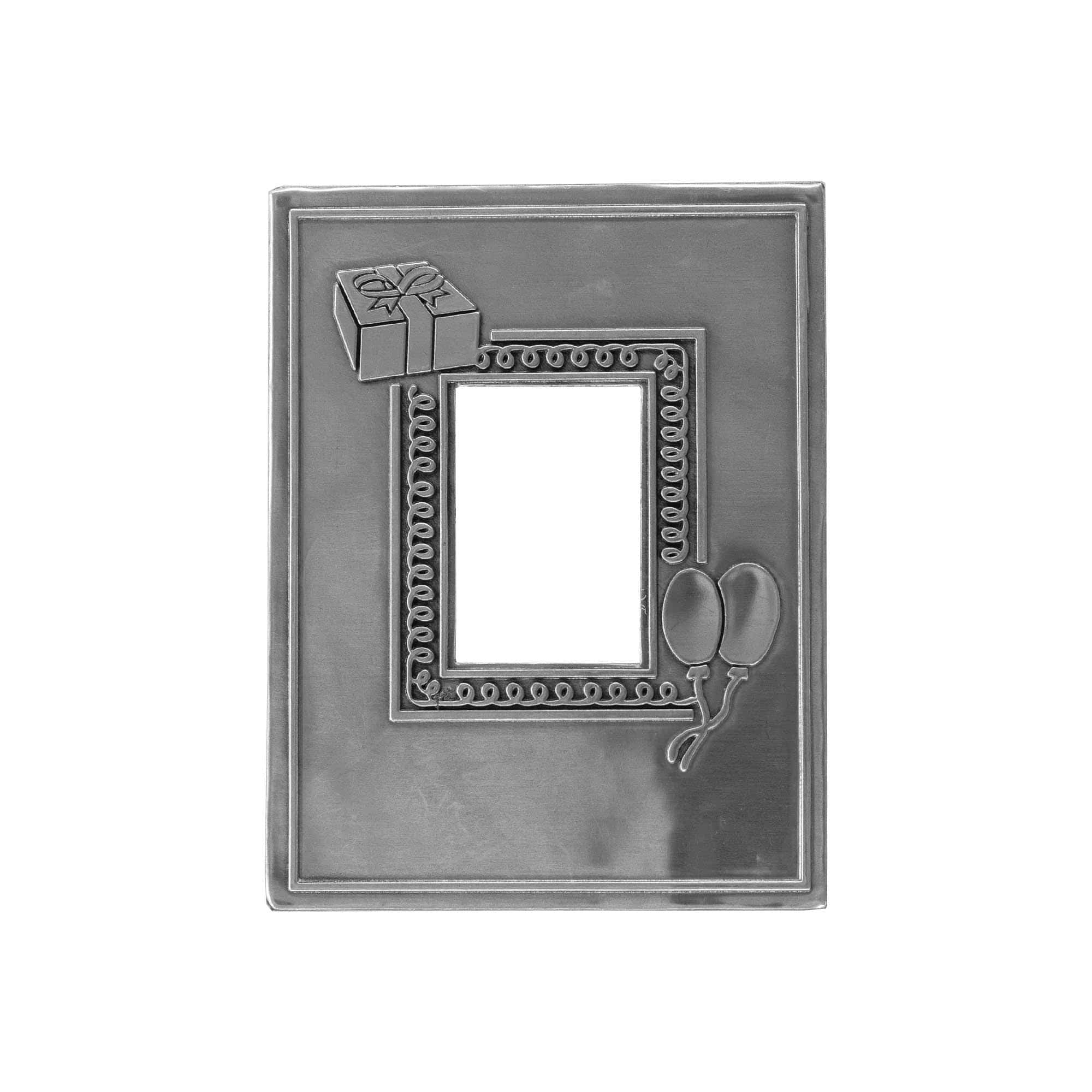 Etiqueta de estanho 'Foto', retangular, metal, prateado