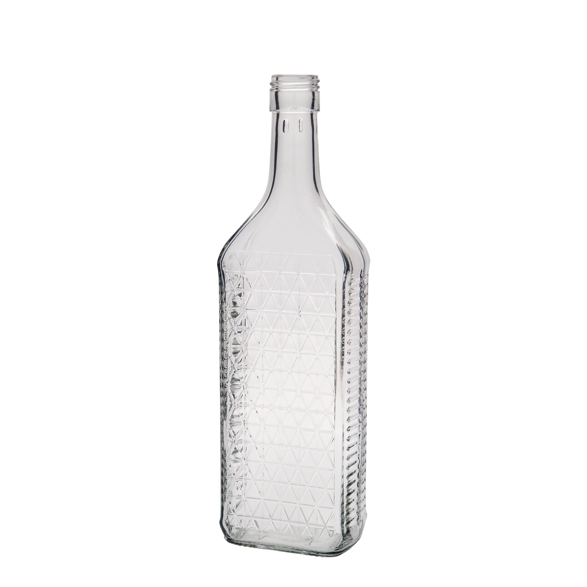 Garrafa de vidro de 700 ml 'Caruso', retangular, boca: PP 31,5 Garrafa de vidro de 700 ml 'Caruso', retangular, boca: PP 31,5