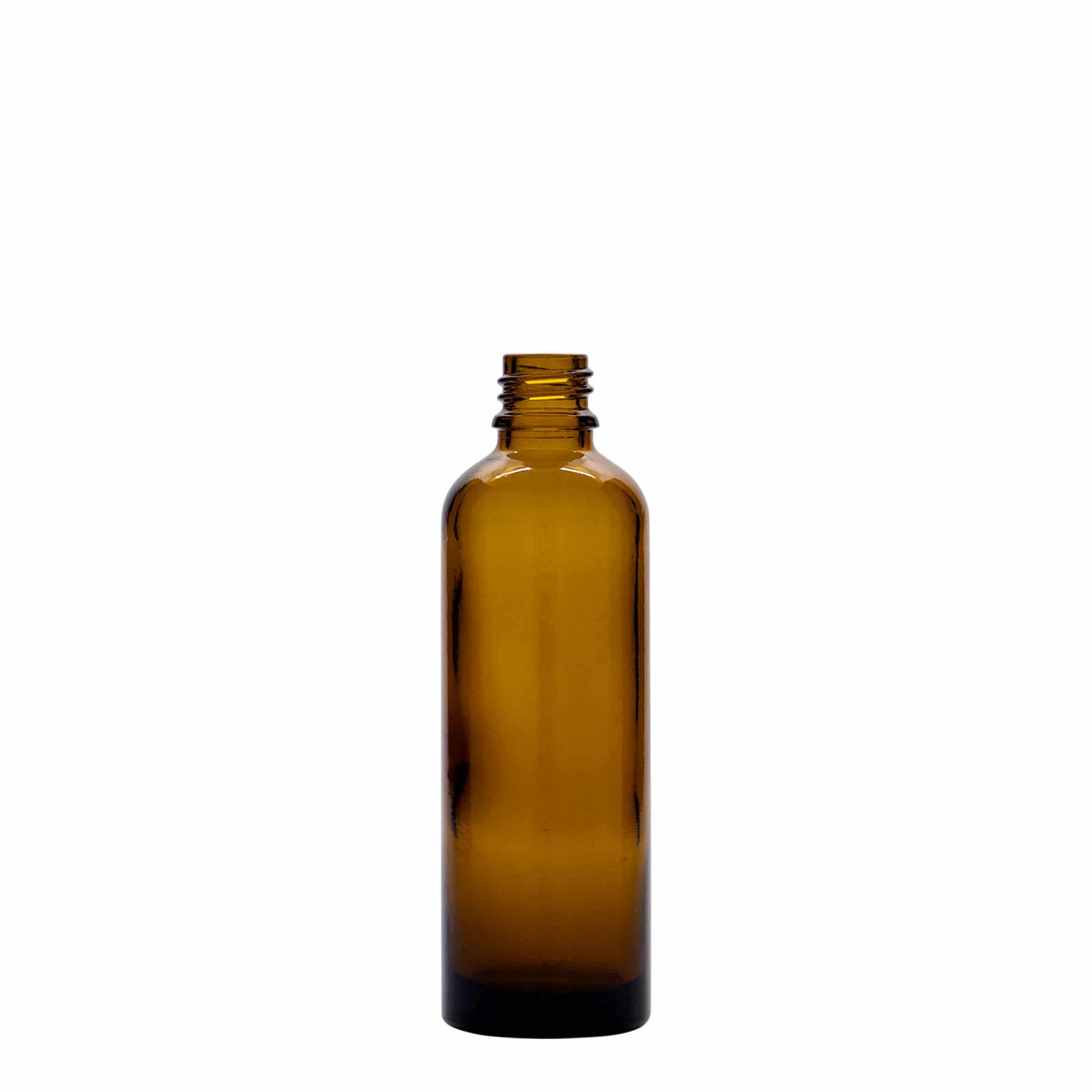Frasco de medicamento de 75 ml, vidro, castanho, bocal: DIN 18 Frasco de medicamento de 75 ml, vidro, castanho, bocal: DIN 18