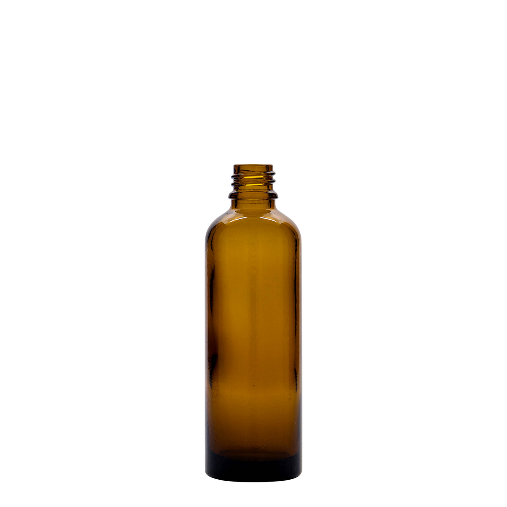 Frasco de medicamento de 75 ml, vidro, castanho, bocal: DIN 18 Frasco de medicamento de 75 ml, vidro, castanho, bocal: DIN 18