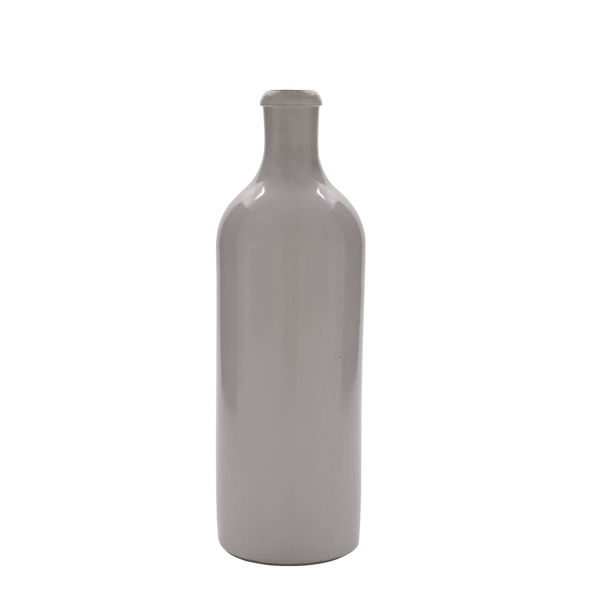 750 ml Jarra de barro, grés, branca, boca: fecho de mola