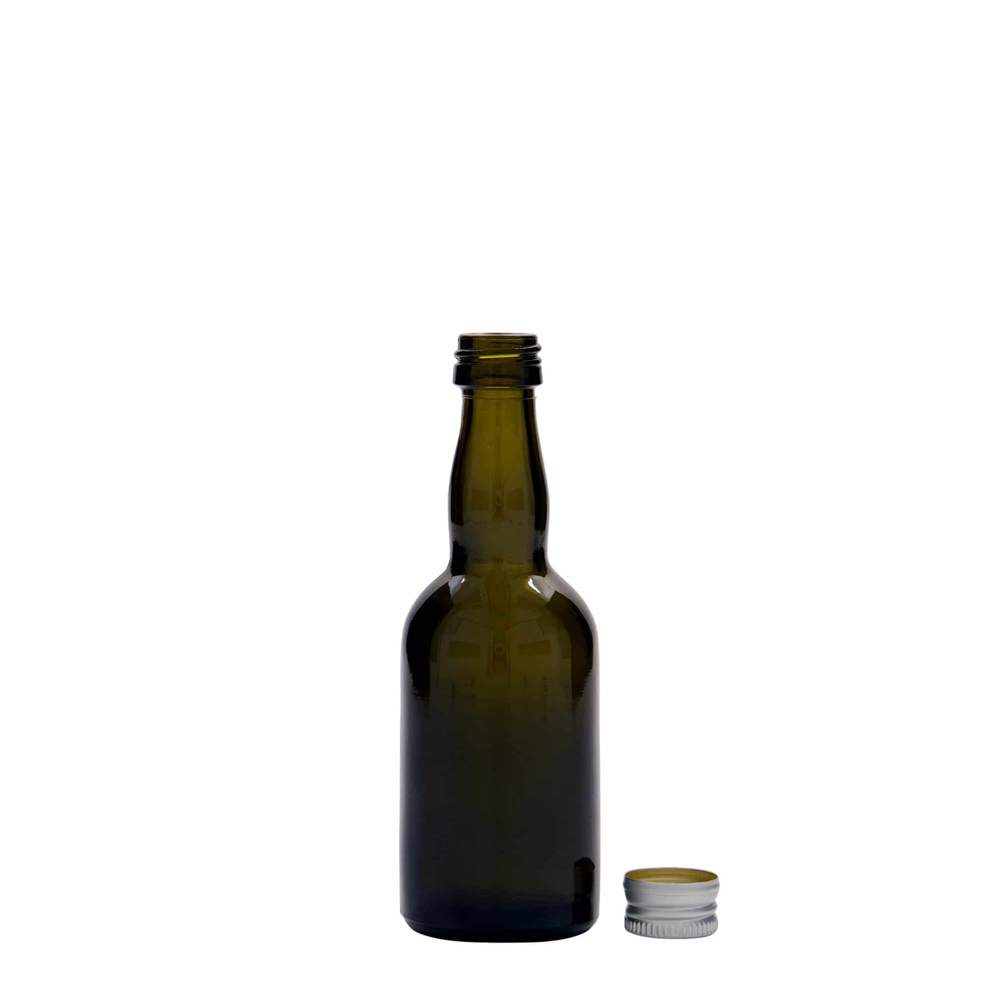 Frasco de vidro de 50 ml 'Proba', verde antigo, boca: PP 18