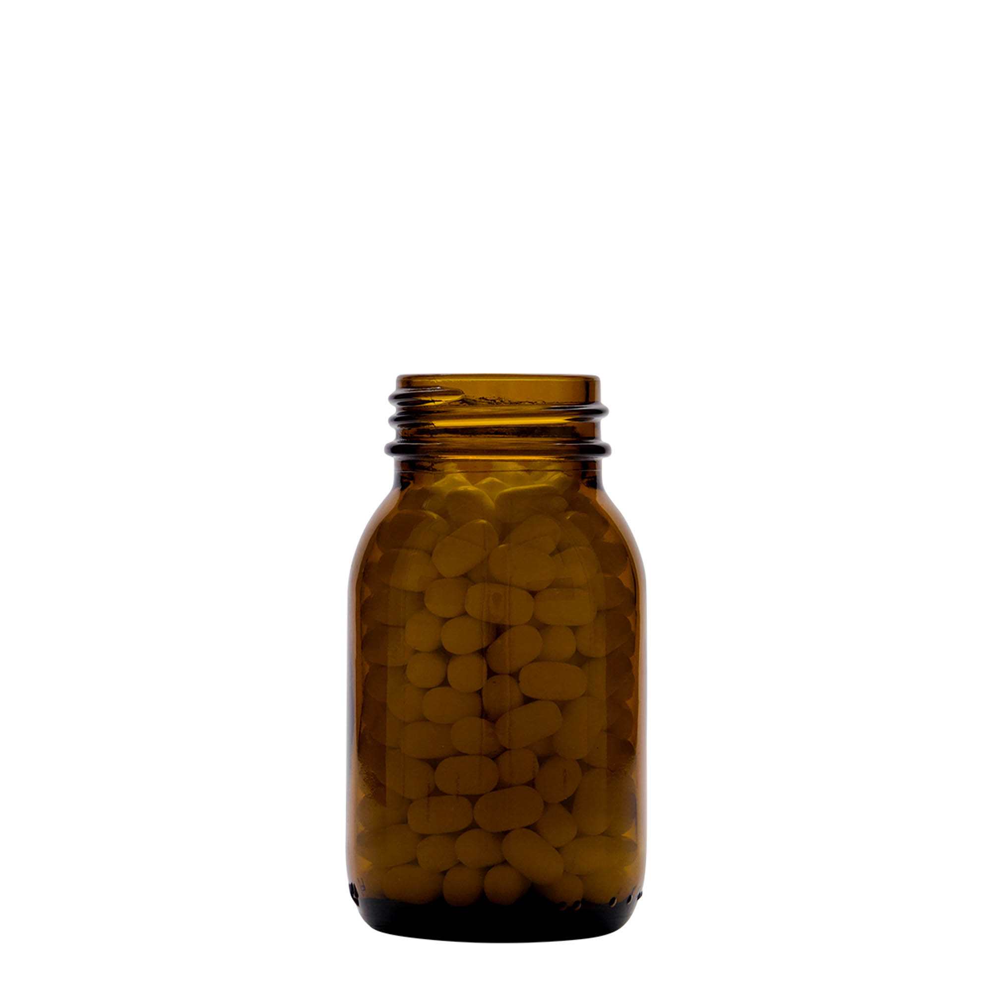 Frasco de pescoço largo de 125 ml, castanho, boca: DIN 40