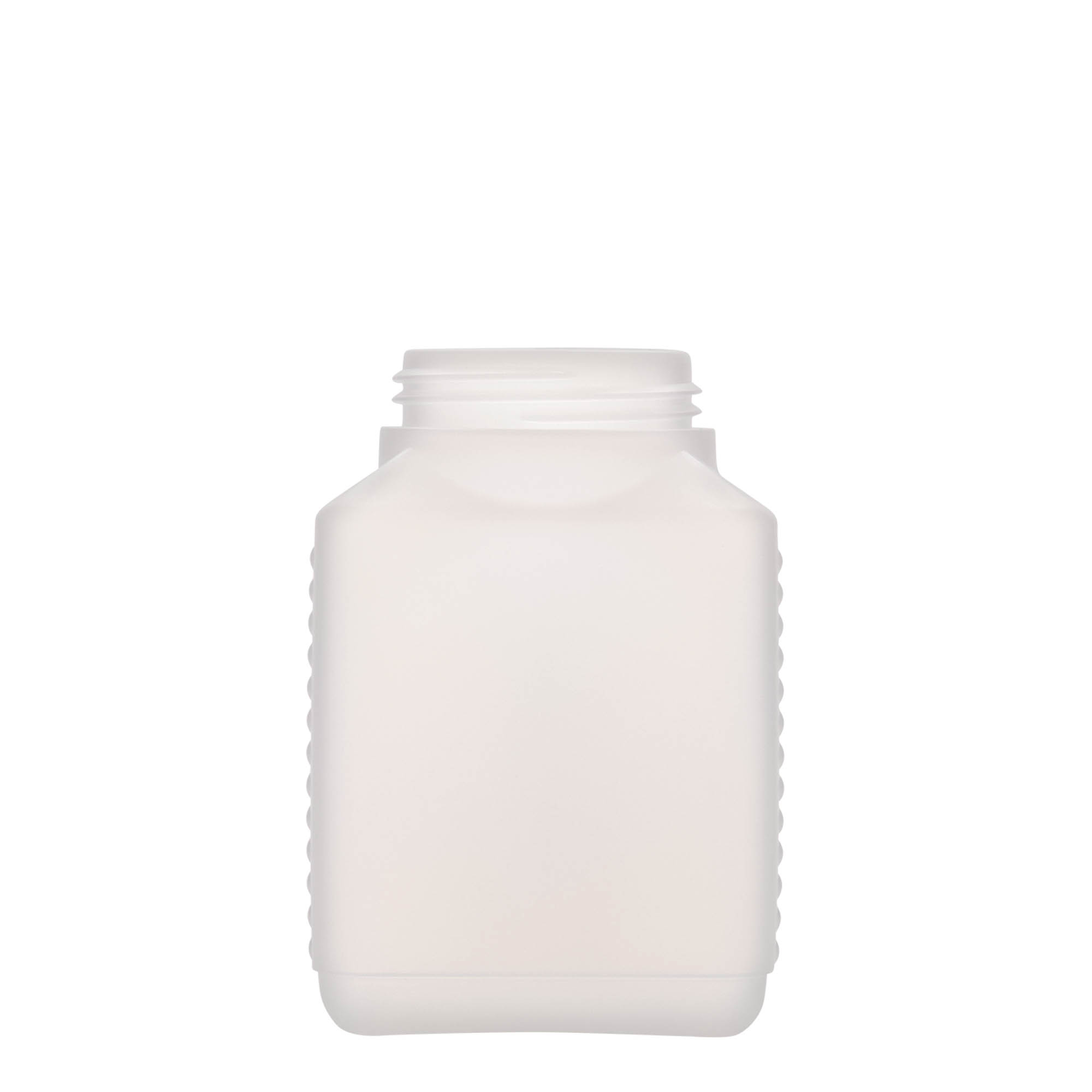 Frasco de gargalo largo de 500 ml, retangular, plástico HDPE, natural, boca: DIN 60 EPE Frasco de gargalo largo de 500 ml, retangular, plástico HDPE, natural, boca: DIN 60 EPE
