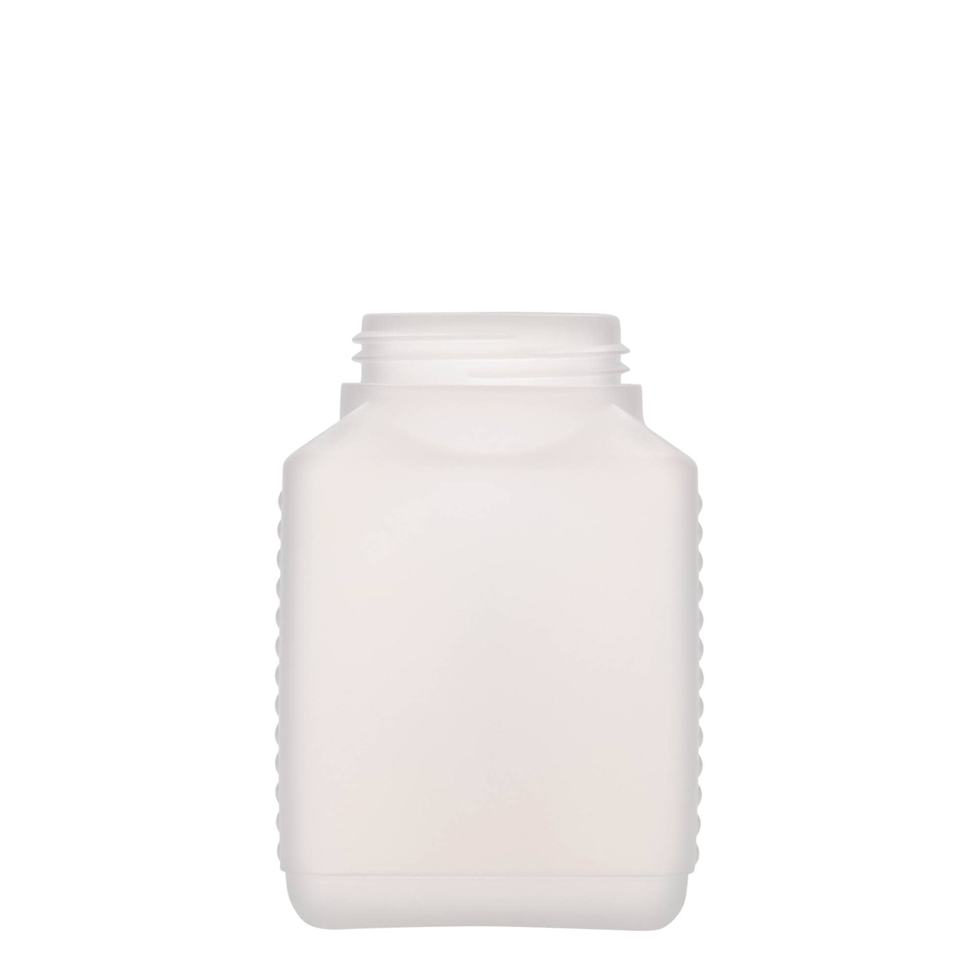 Frasco de gargalo largo de 500 ml, retangular, plástico HDPE, natural, boca: DIN 60 EPE
