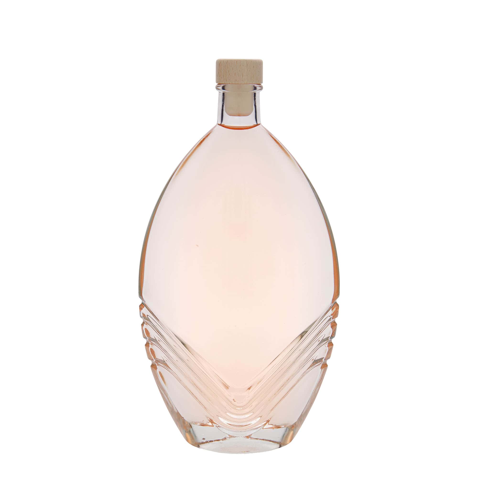 500 ml Garrafa de vidro 'Florence', oval, boca: Cortiça