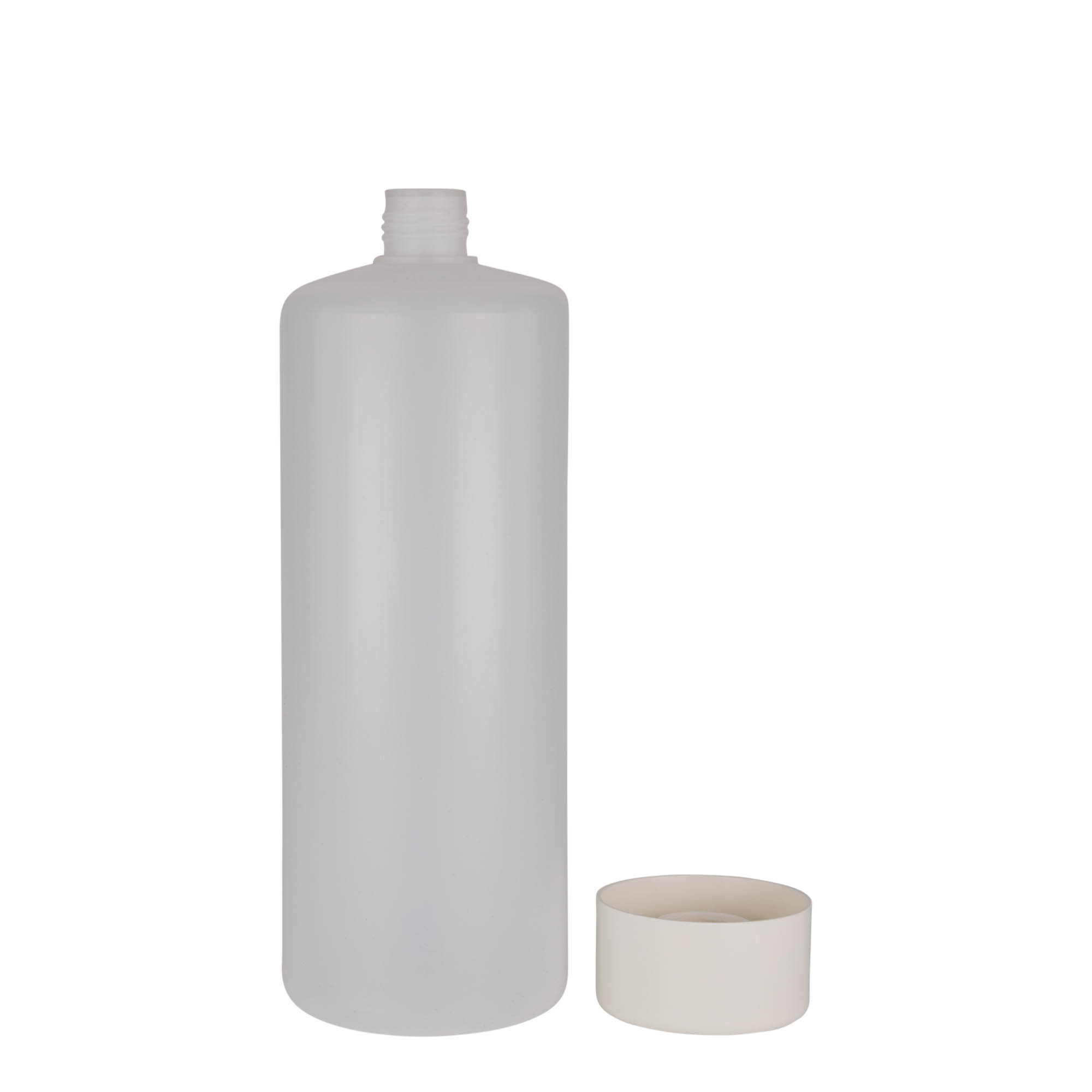 1.000 ml garrafa redonda, plástico PE, natural, boca: tampa de rosca 1.000 ml garrafa redonda, plástico PE, natural, boca: tampa de rosca