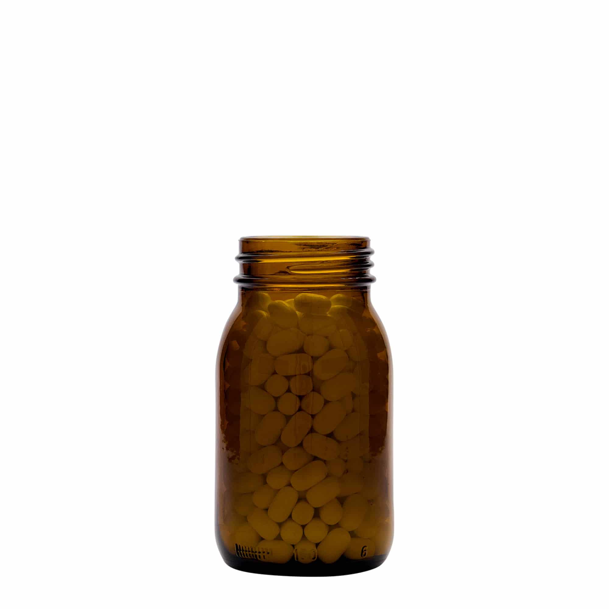 Frasco de boca larga de 150 ml, castanho, boca: DIN 45