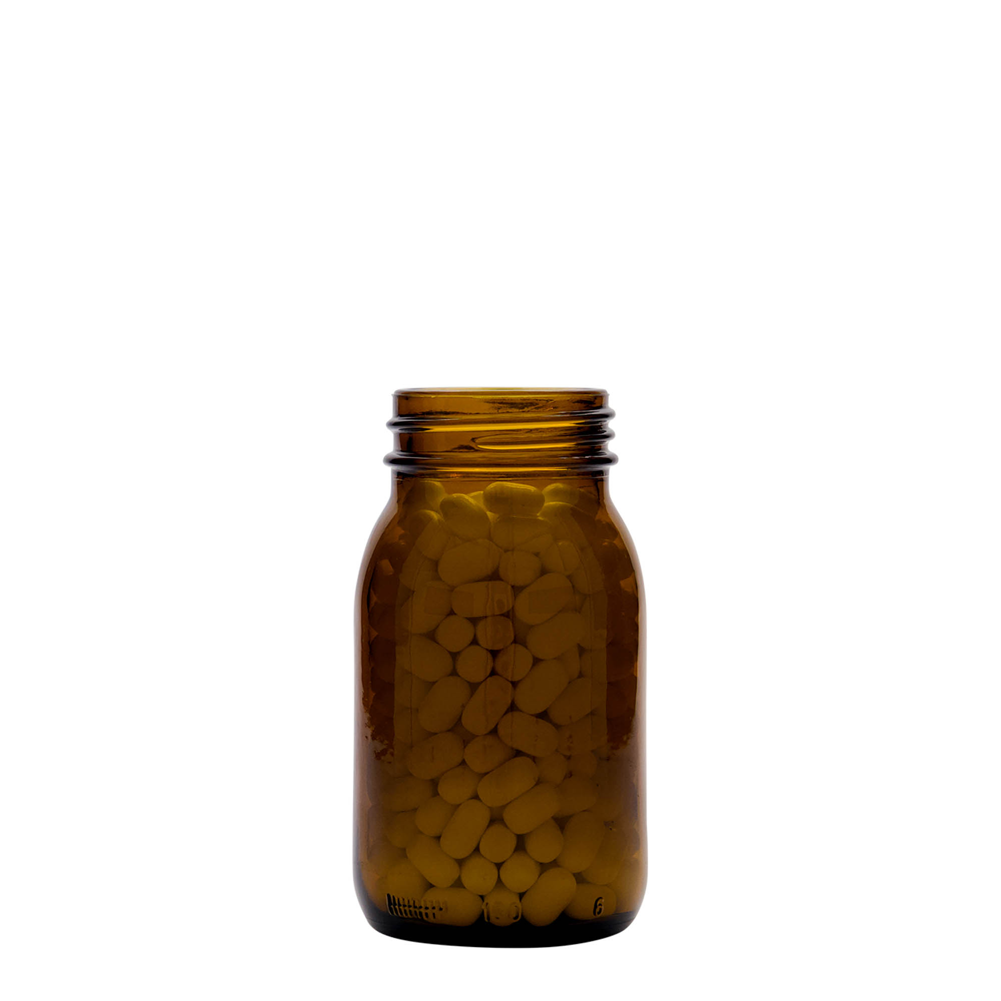 Frasco de boca larga de 150 ml, castanho, boca: DIN 45