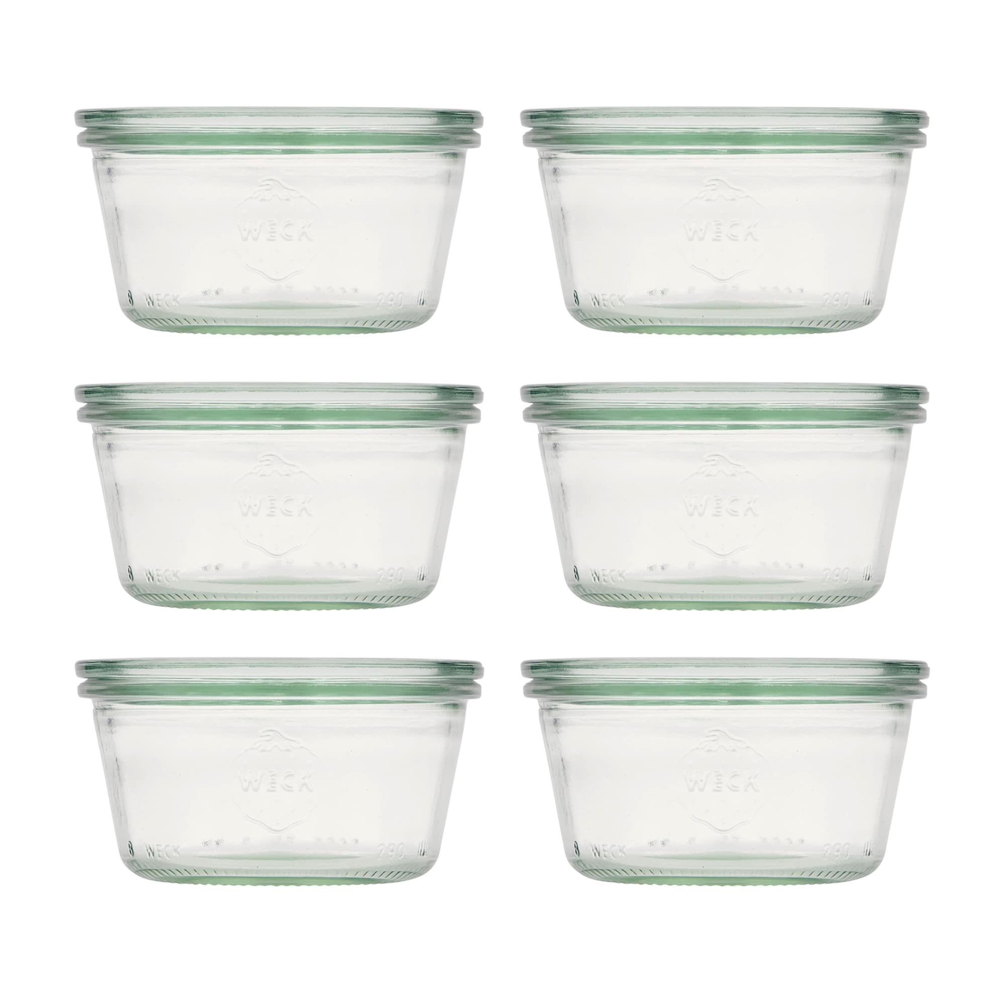 6x 290 ml frasco WECK raso com tampa de vidro RR 100