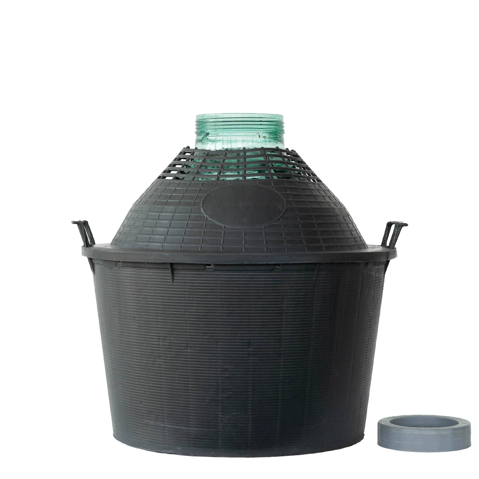 34 l garrafa de balão de boca larga, vidro, boca: fecho de rosca