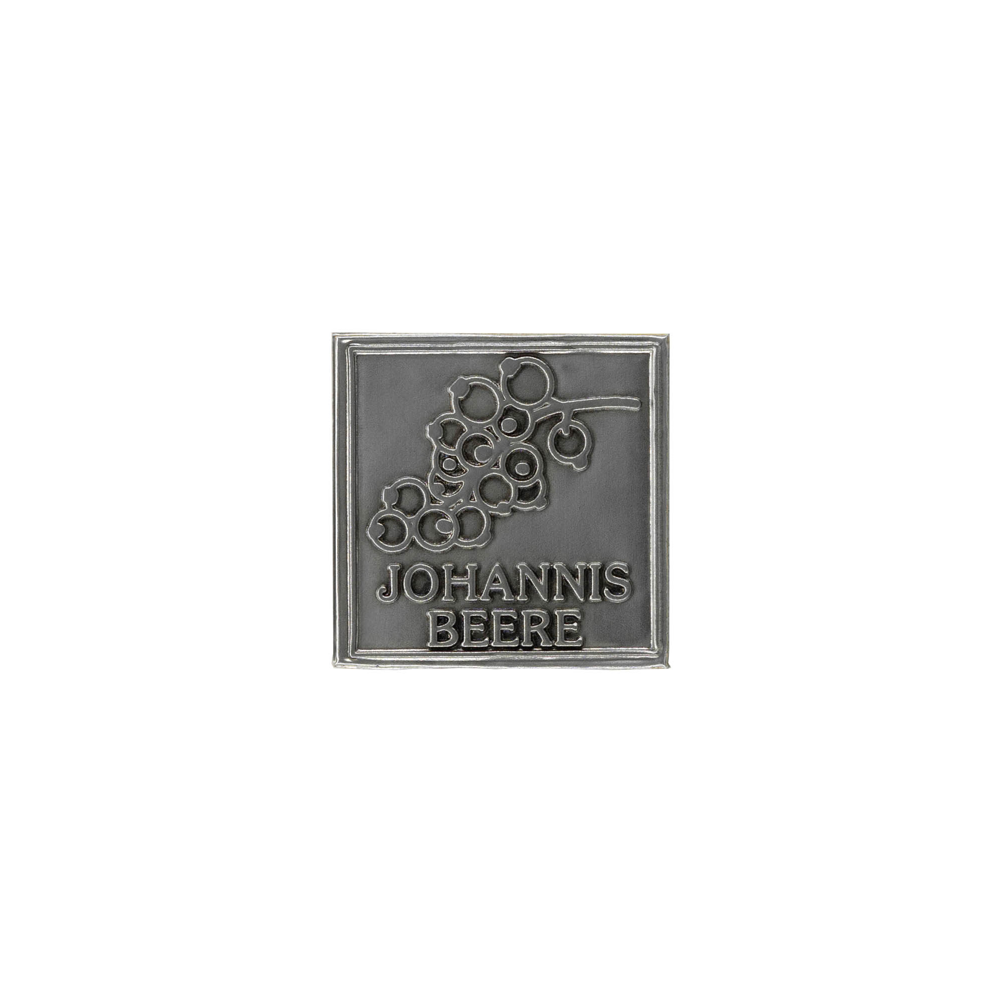 Etiqueta de estanho 'Groselha', quadrada, metal, prateada Etiqueta de estanho 'Groselha', quadrada, metal, prateada