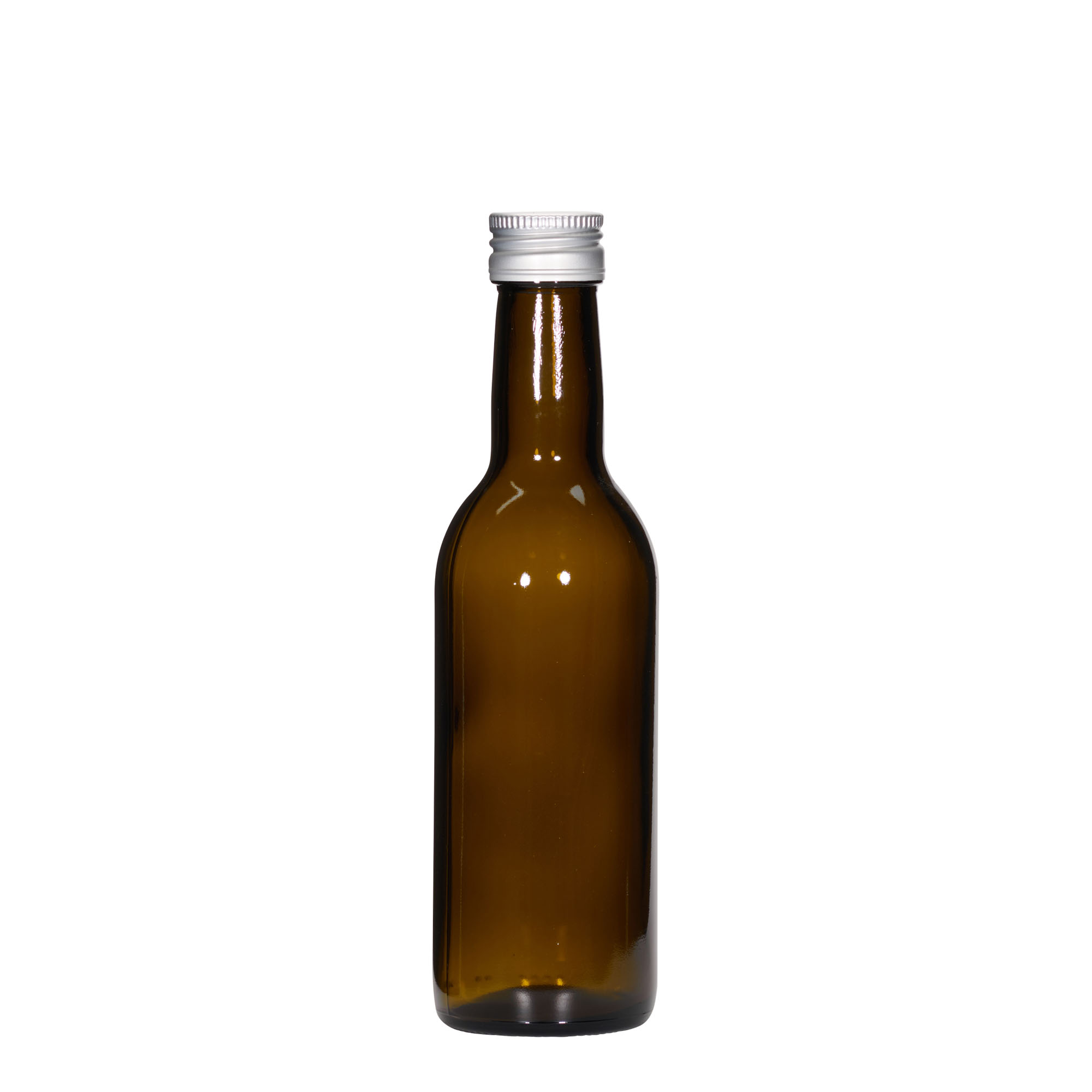 Frasco de vidro 250 ml 'Bordeaux', verde antigo, boca: PP 28 Frasco de vidro 250 ml 'Bordeaux', verde antigo, boca: PP 28
