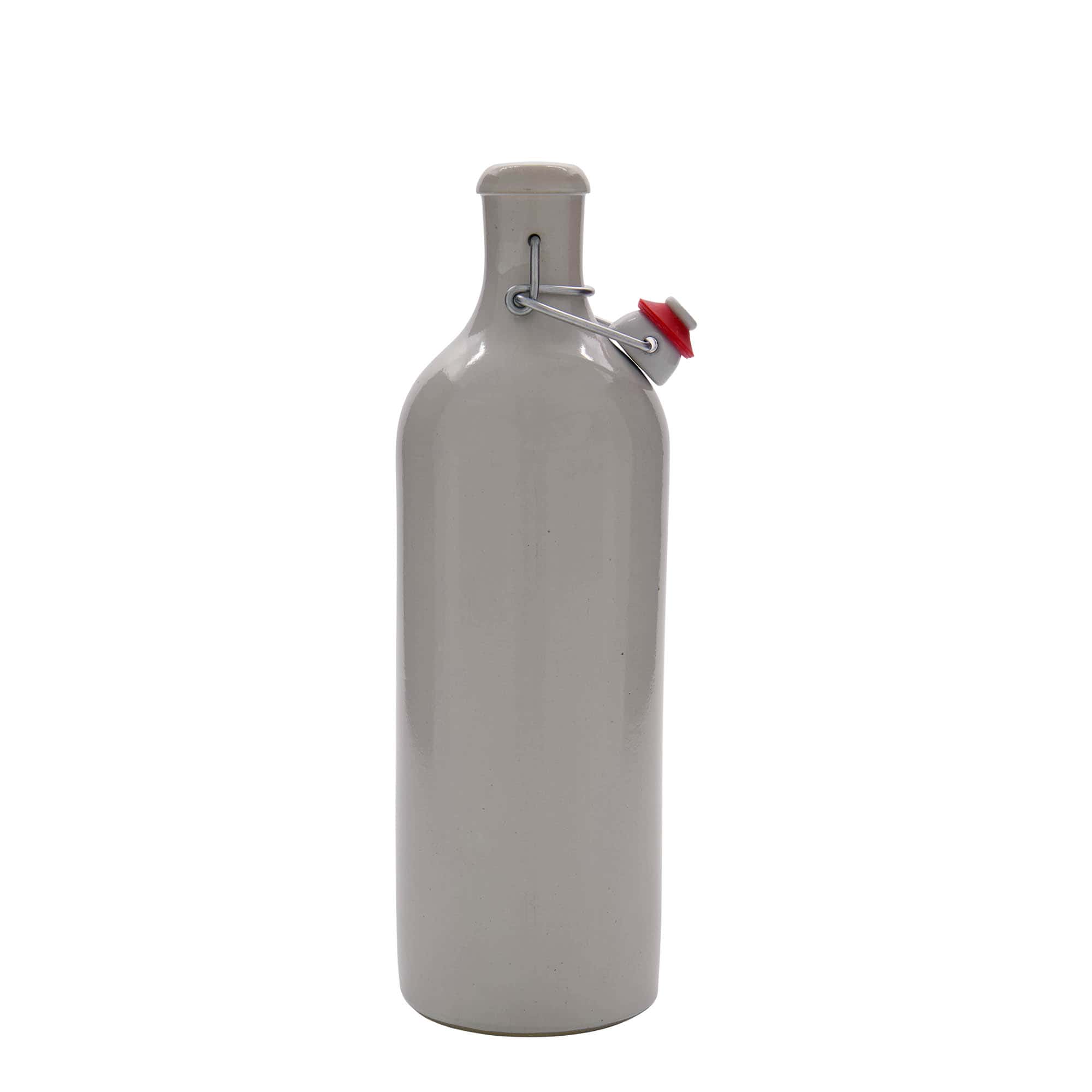 750 ml Jarra de barro, grés, branca, boca: fecho de mola