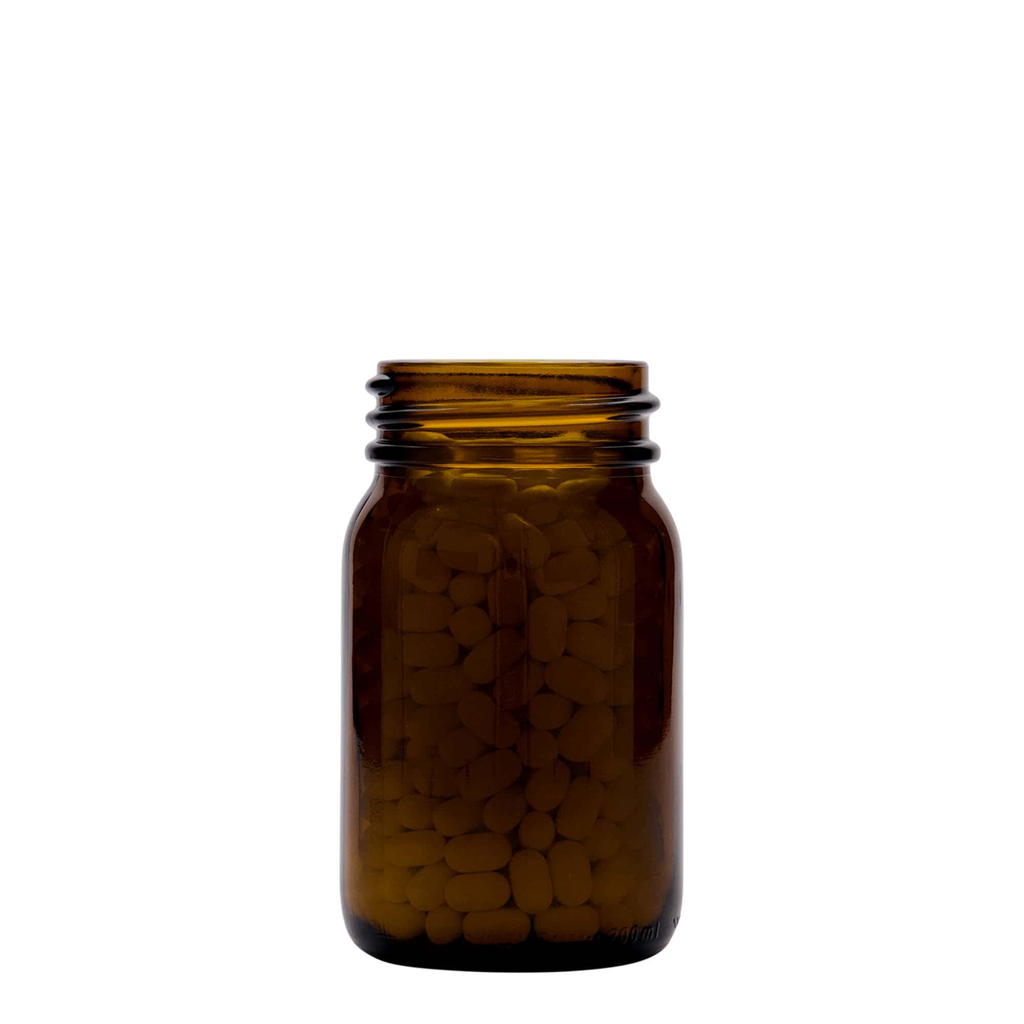 Frasco de pescoço largo de 200 ml, castanho, boca: DIN 55