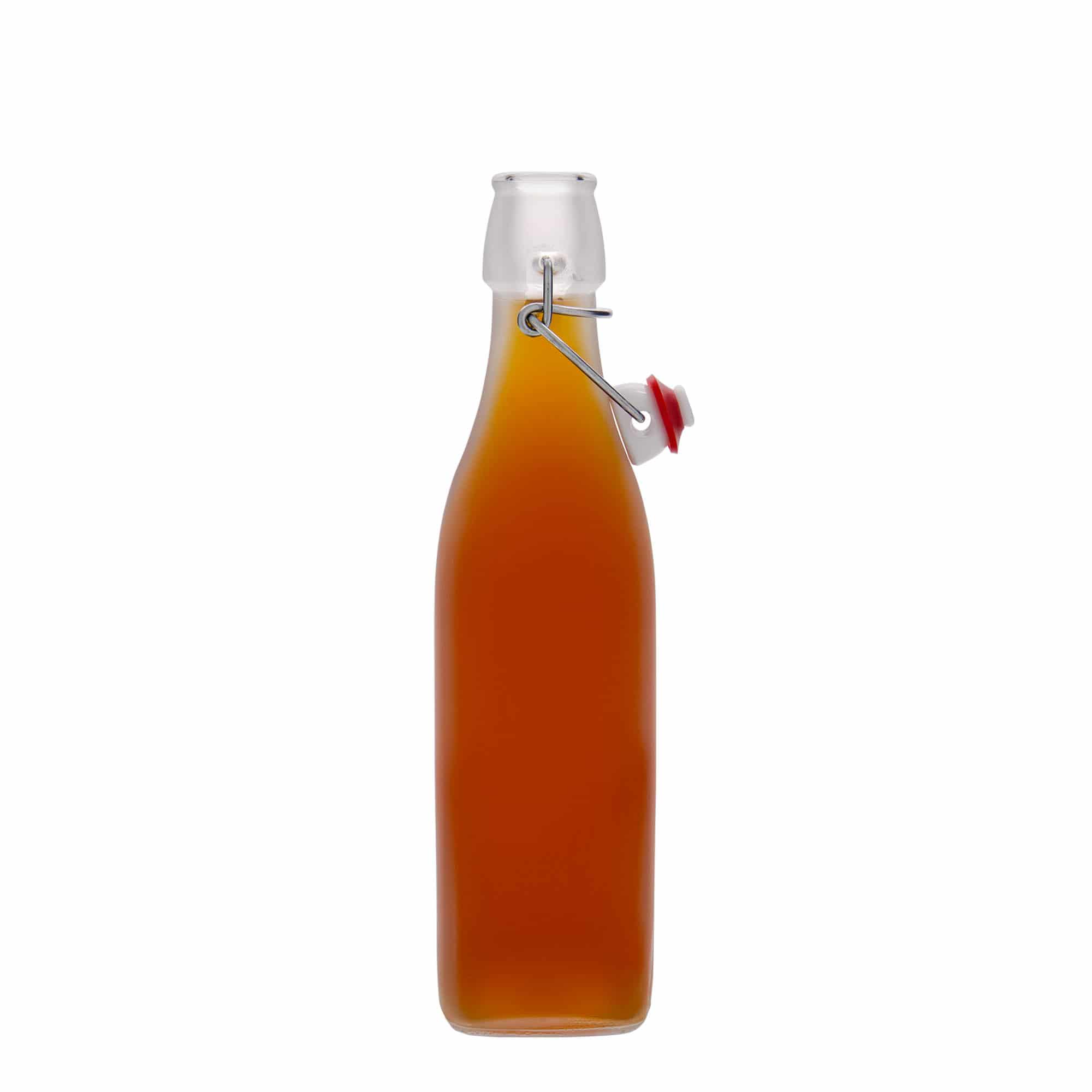 Garrafa de vidro 500 ml 'Swing, quadrada, branca, boca: fecho de alavanca'