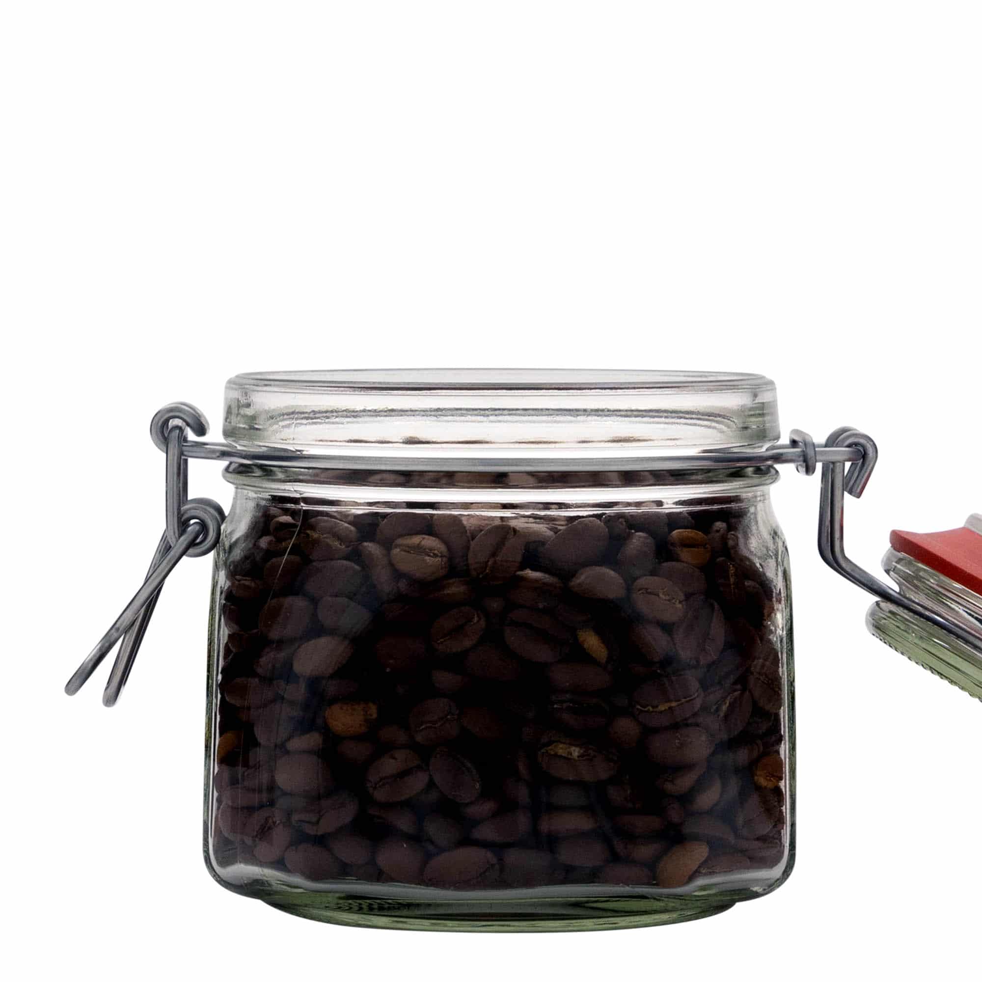630 ml frasco de vidro com fecho de arame, quadrado, abertura: fecho de arame