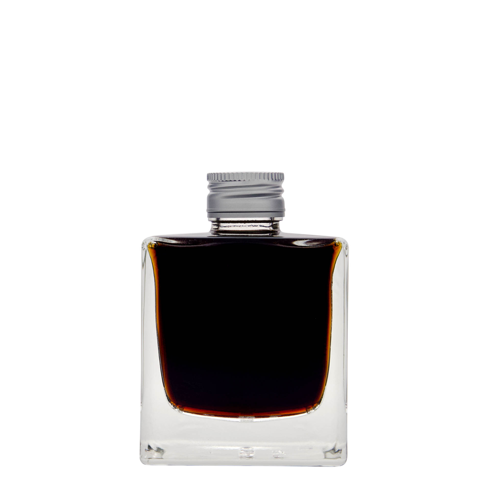 Frasco de vidro de 200 ml 'Cube', quadrado, boca: PP 28