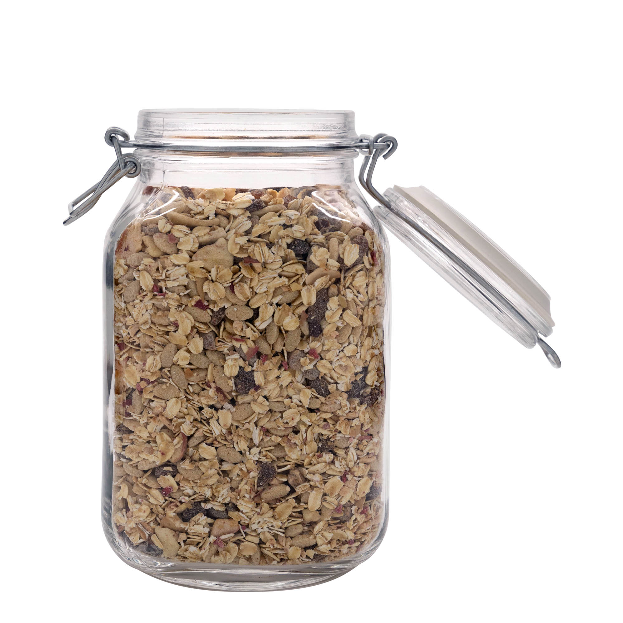 Frasco de vidro com fecho de arame 'Fido', quadrado, 2.000 ml, abertura: fecho de arame