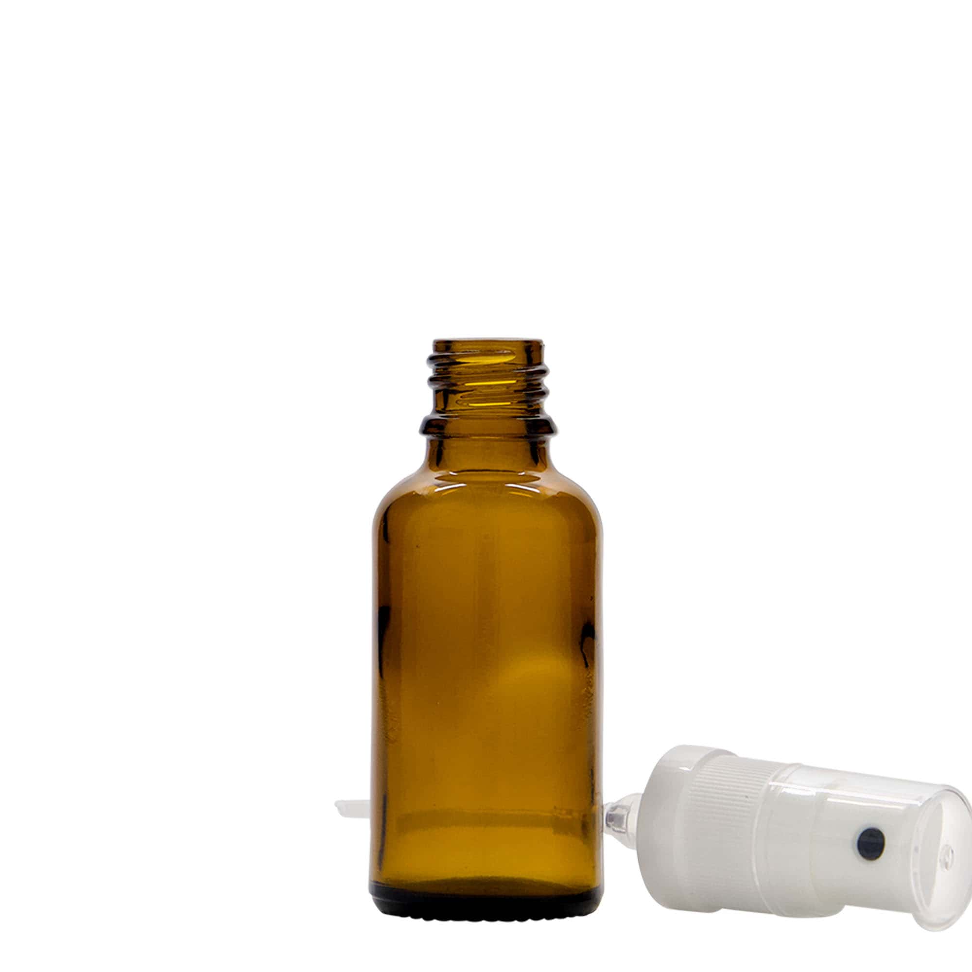 Frasco de spray 30 ml, medicamento, vidro, castanho, bocal: DIN 18 Frasco de spray 30 ml, medicamento, vidro, castanho, bocal: DIN 18