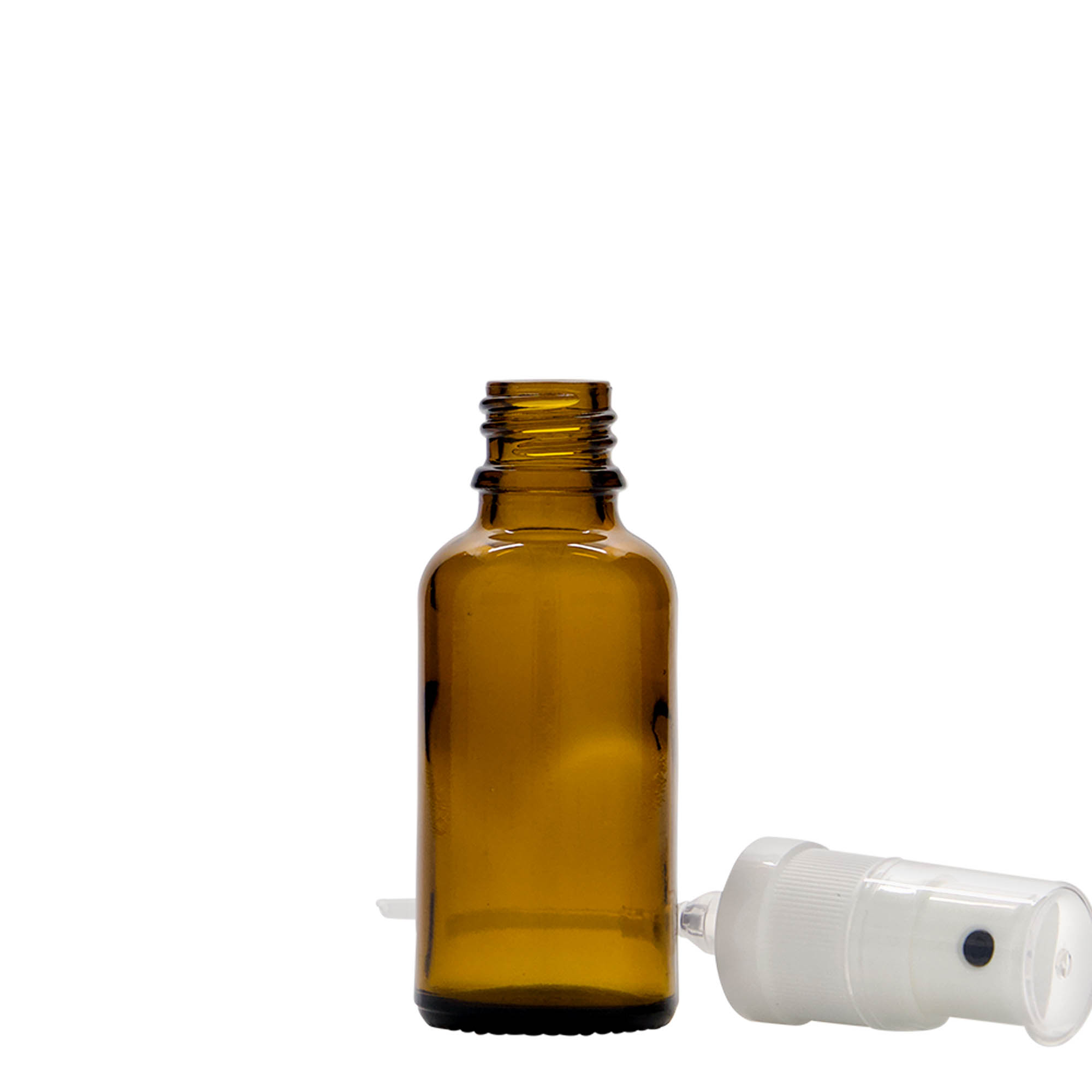Frasco de spray 30 ml, medicamento, vidro, castanho, bocal: DIN 18 Frasco de spray 30 ml, medicamento, vidro, castanho, bocal: DIN 18