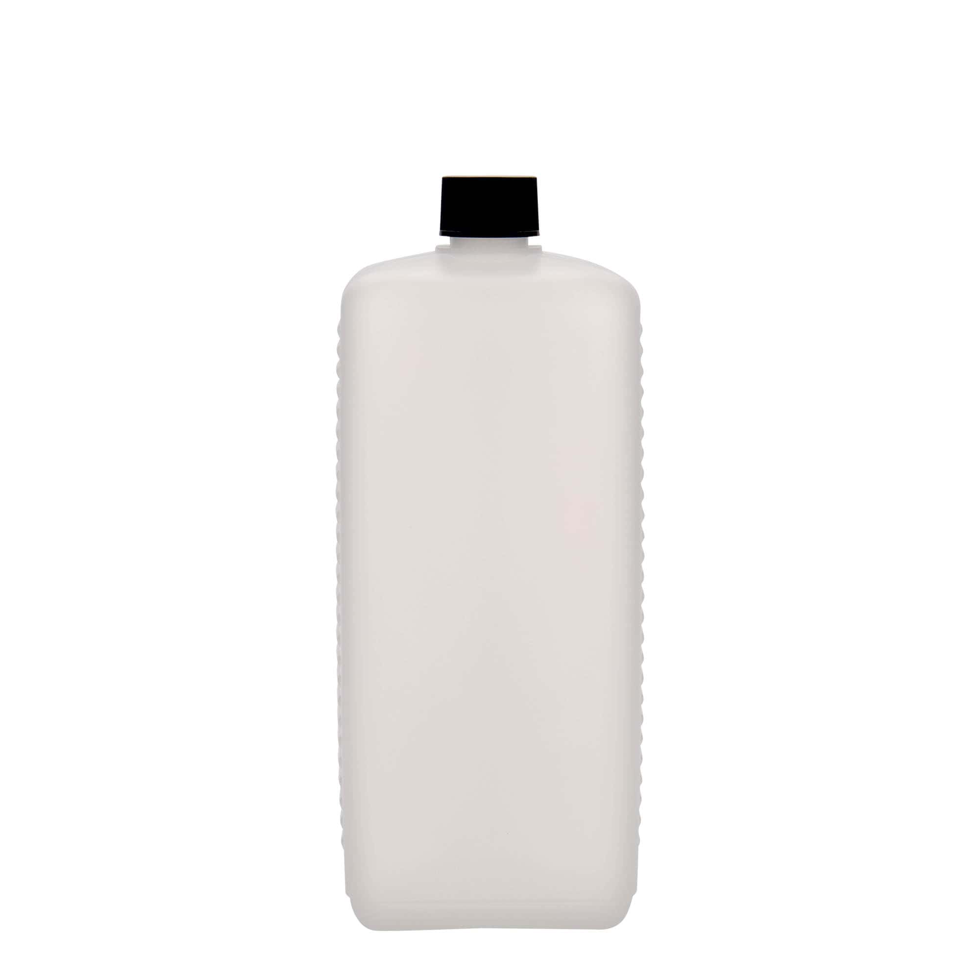 1.000 ml garrafa de bidão, retangular, plástico HDPE, natural, bocal: DIN 25 EPE
